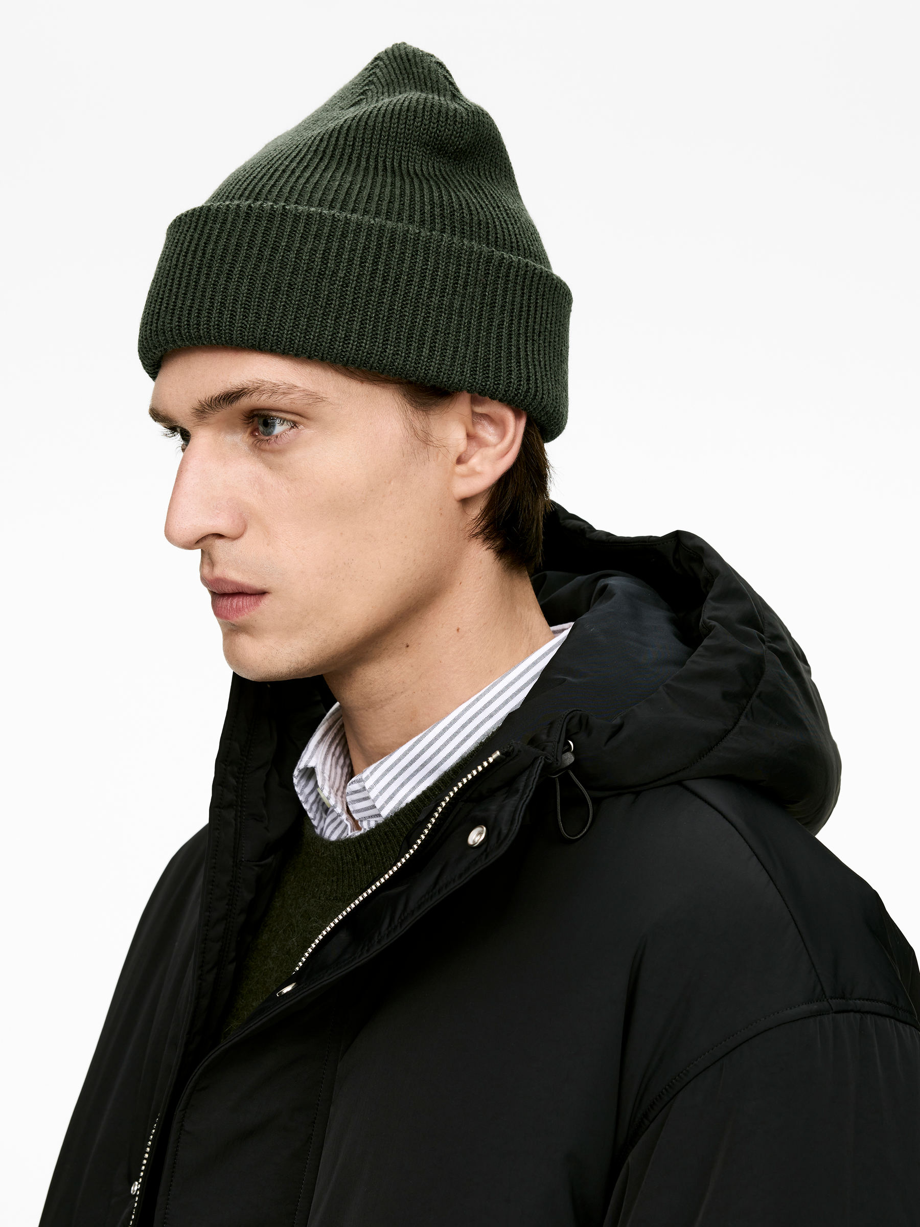 Wool-Cotton Beanie - Khaki Green - Men - StillMedia/Lookbook - 2