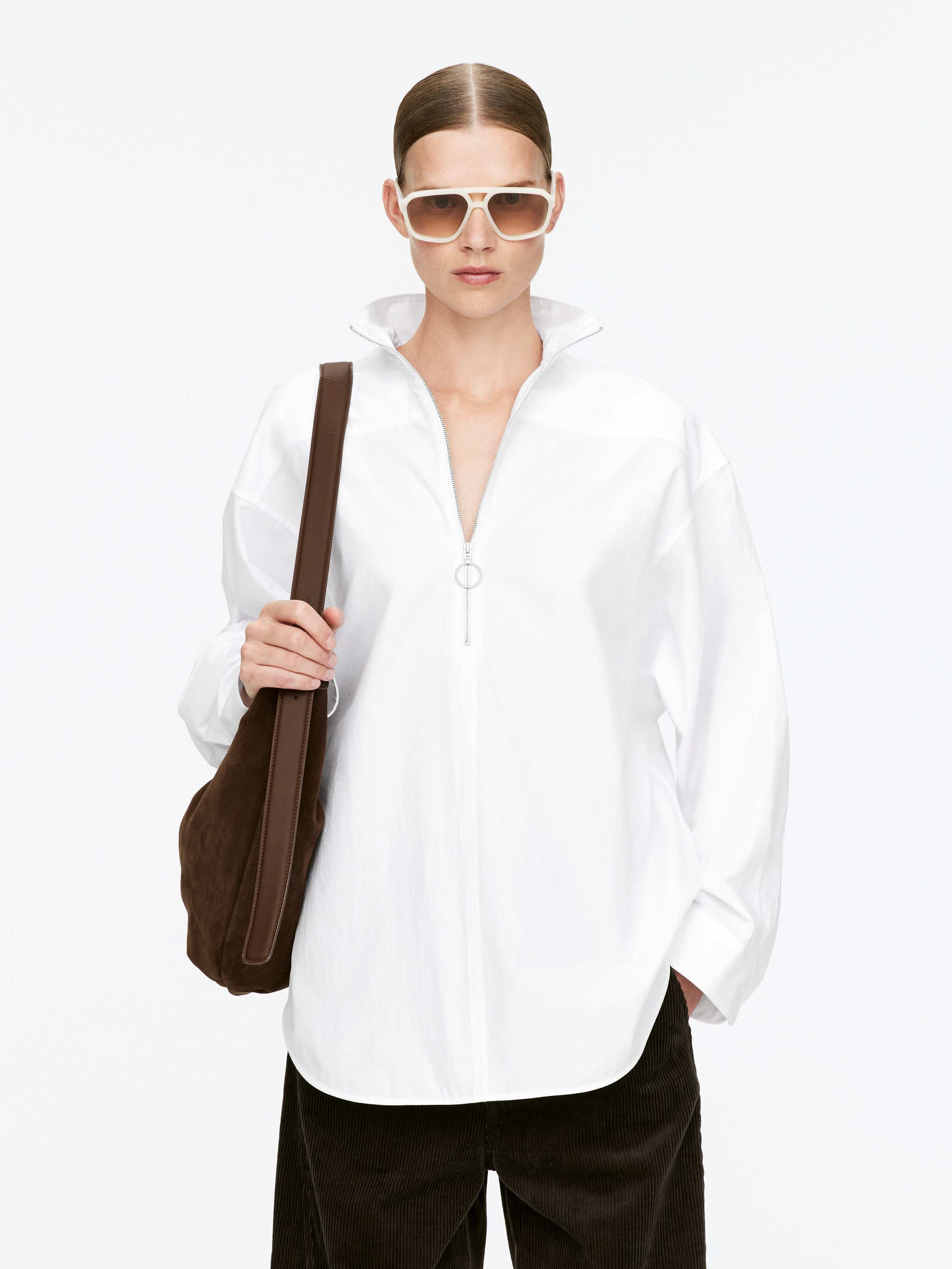 Half-Zip Shirt - White - Regular fit - Women - StillMedia/Lookbook - 4