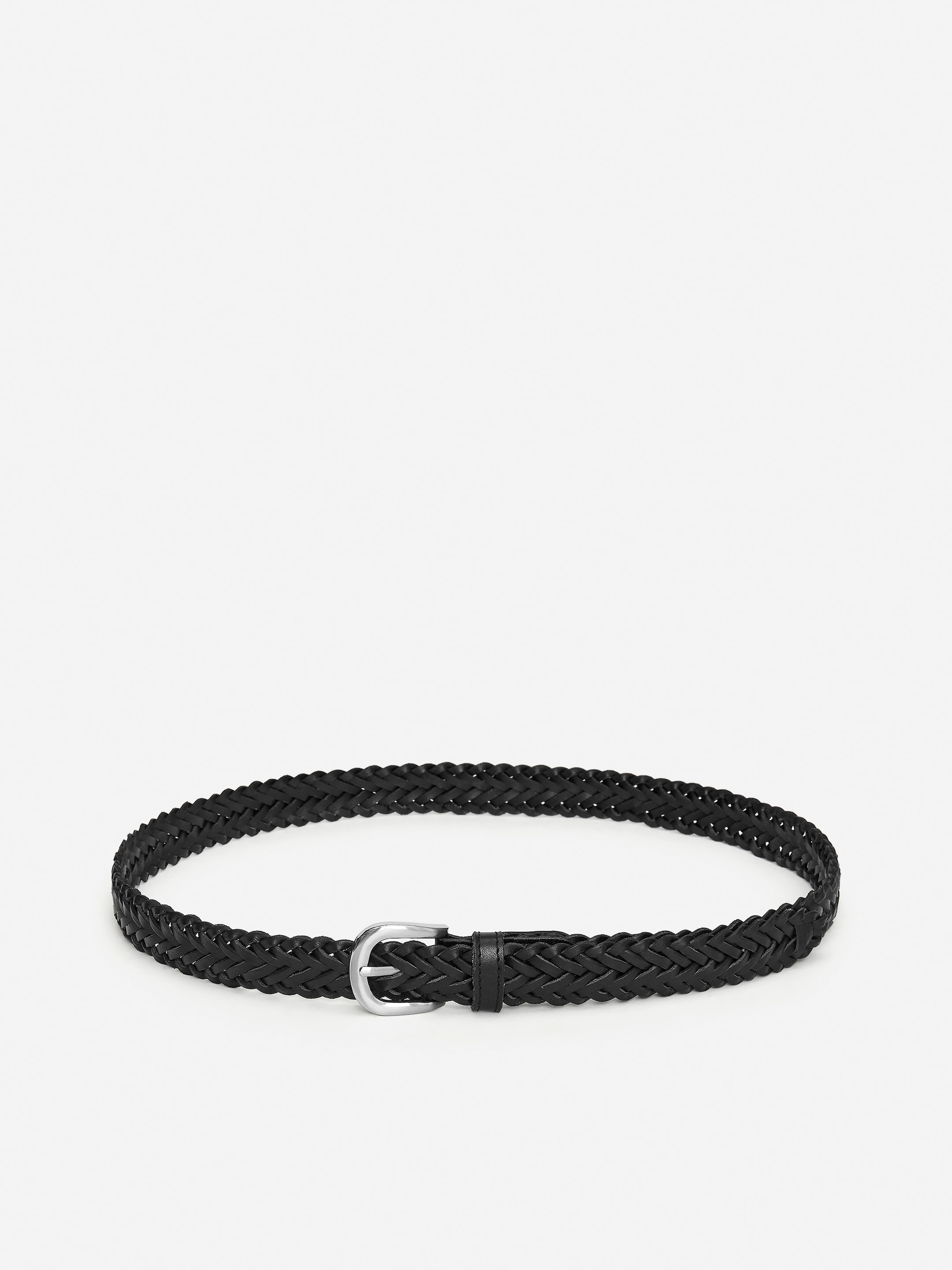 Braided Leather Belt-Black-14873