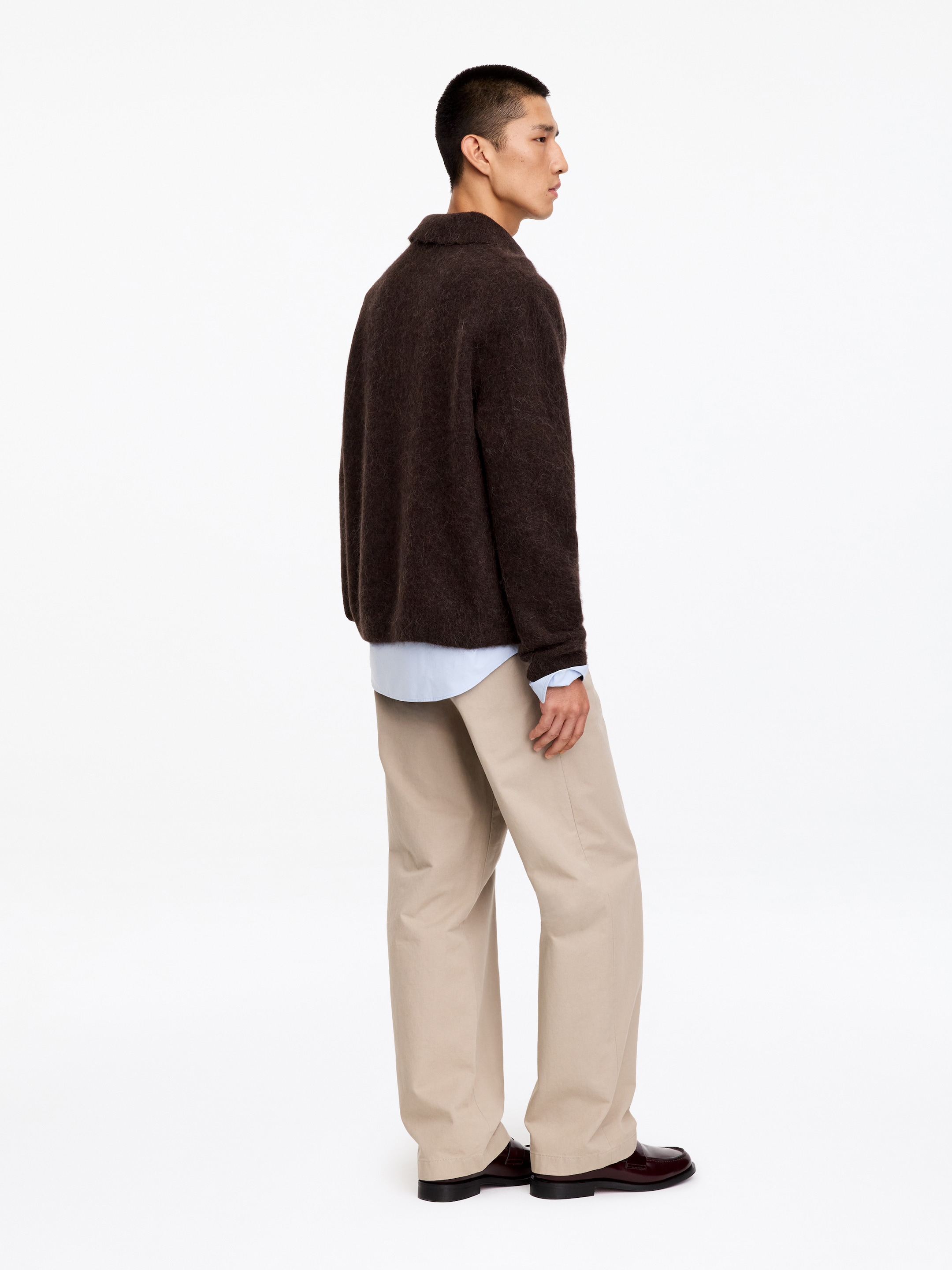 Polo in misto alpaca e lana - Marrone - Loose fit - men - StillMedia/Lookbook - 3