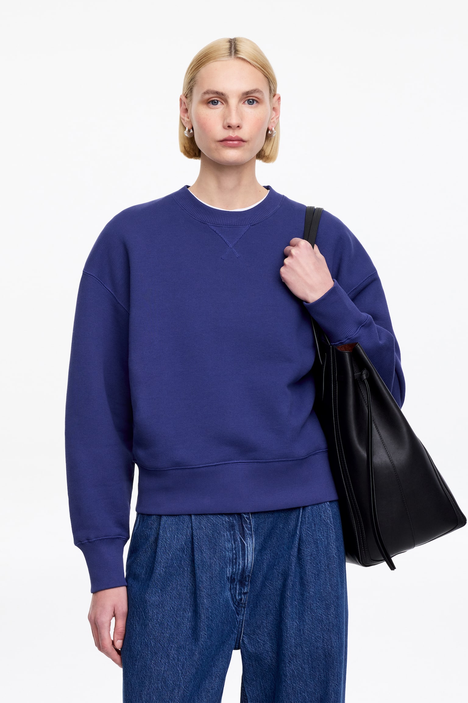 Sudadera de rizo francés holgada - Azul/Blanco roto - 1