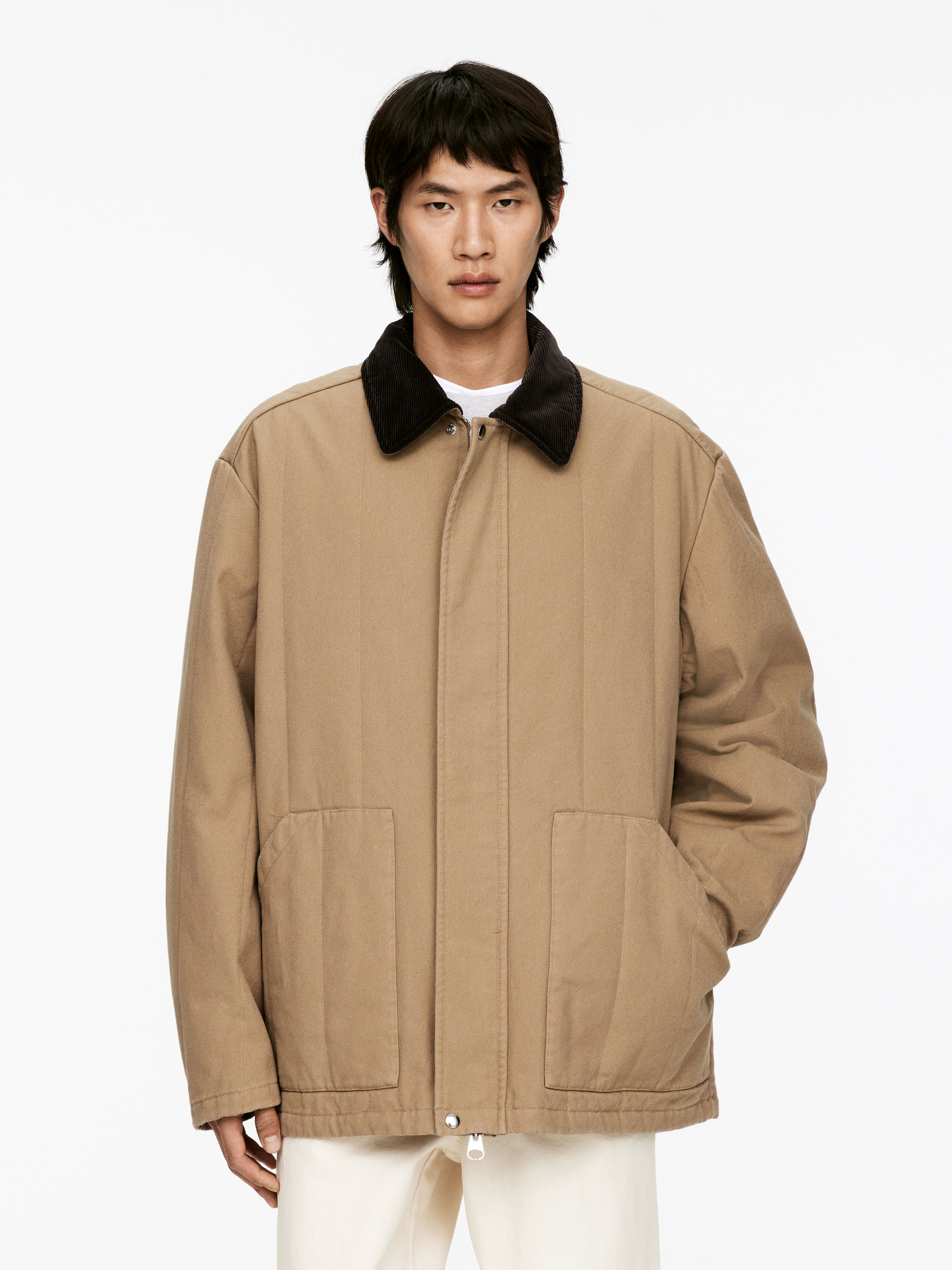 Quilted Canvas Jacket - Dark Beige - Loose fit - Men - StillMedia/Lookbook - 5