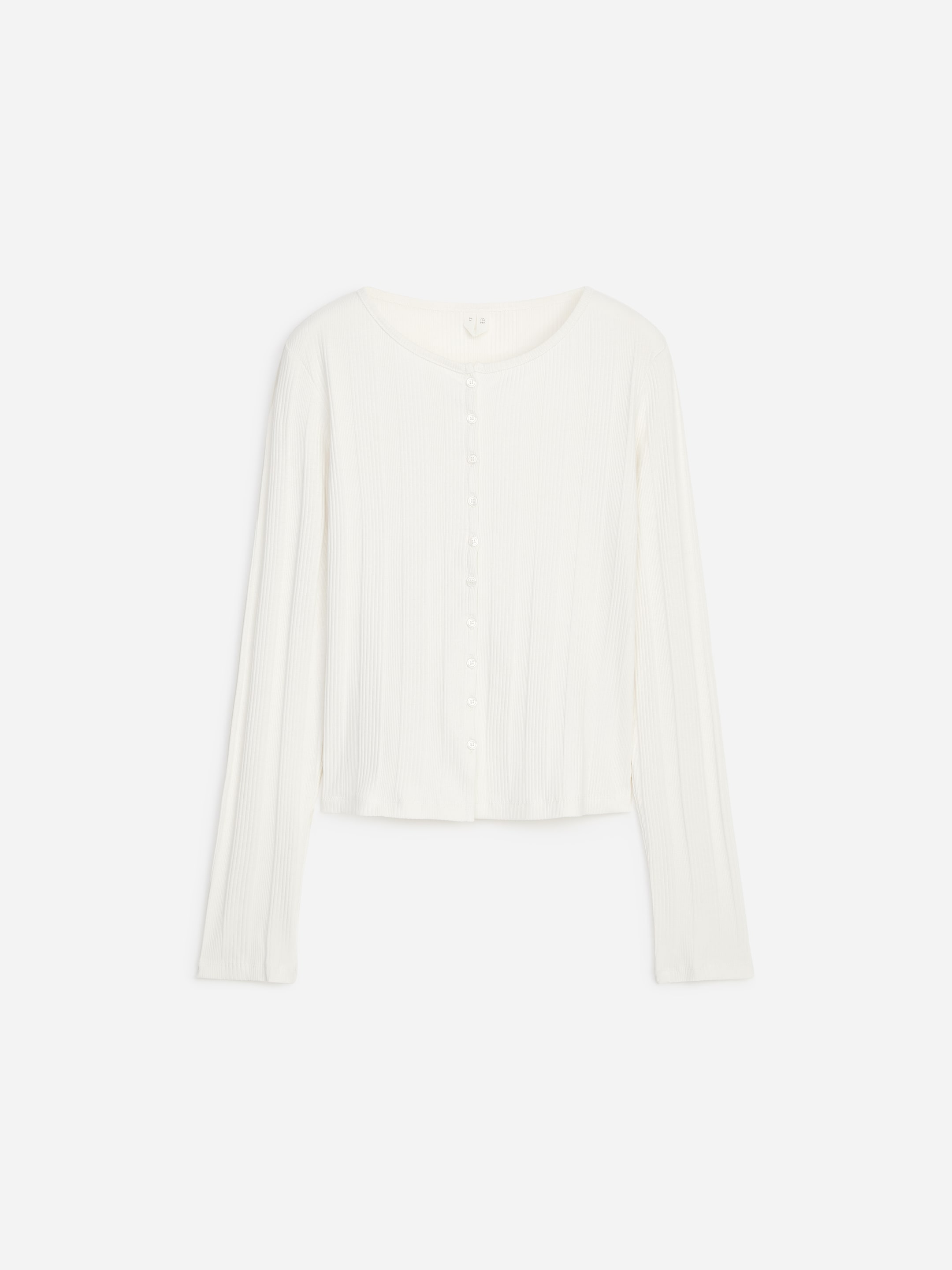 Prążkowany top z guzikami z przodu-White-20694