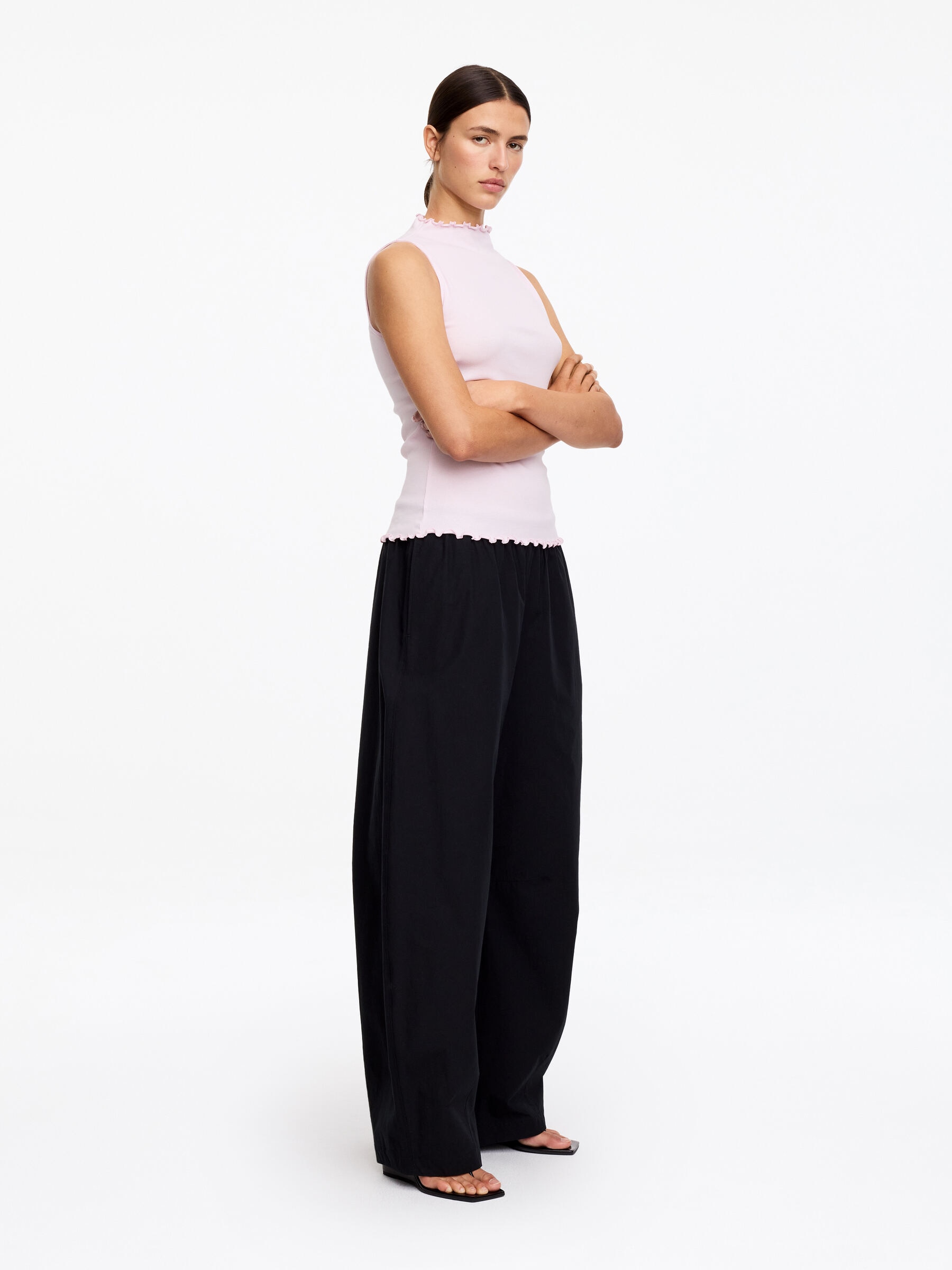 Haut côtelé à col montant - Rose clair - Slim fit - Femme - StillMedia/Lookbook - 3