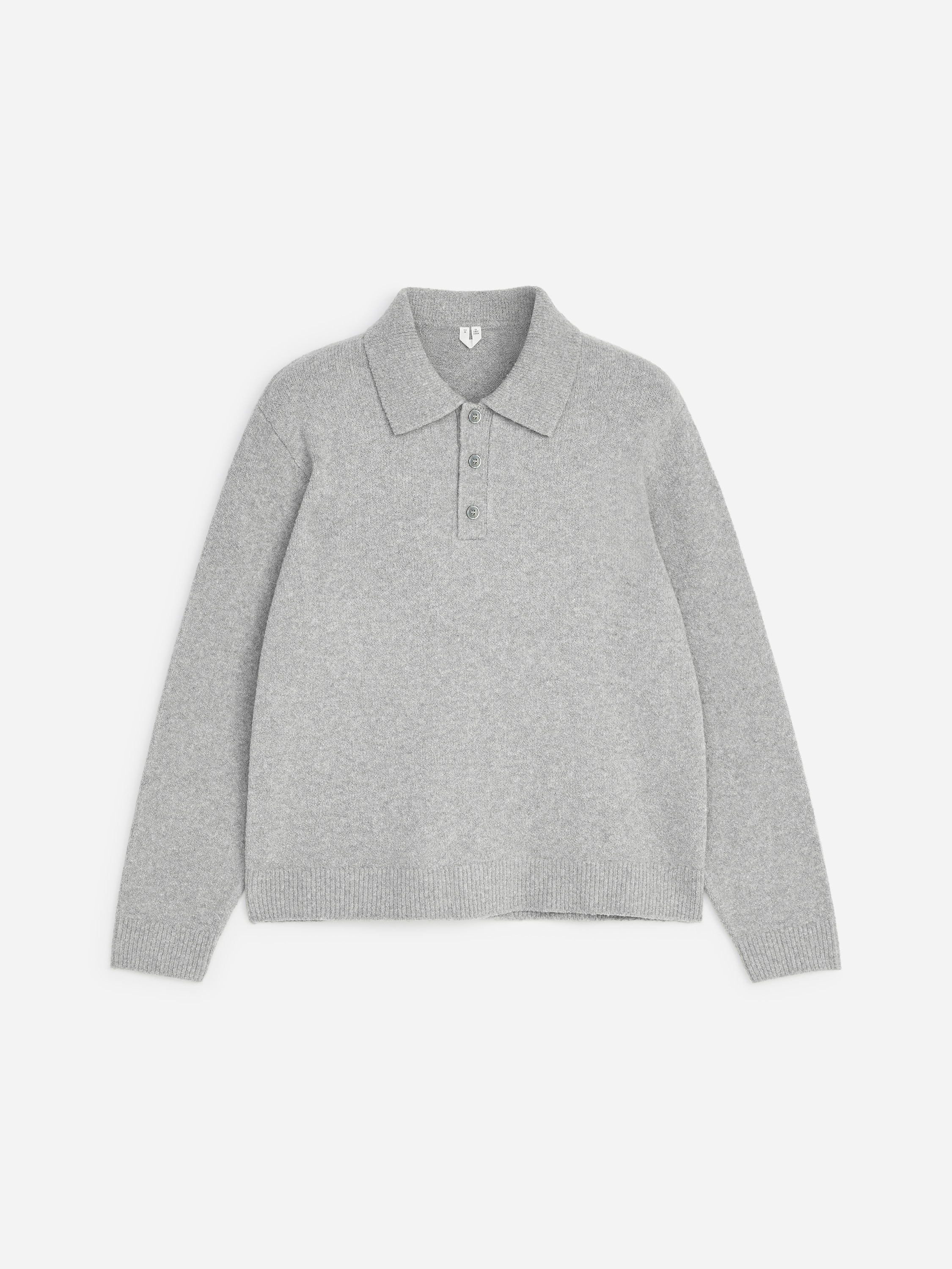 Camisola polo de malha em mistura de algodão - Cinzento/Amarelo