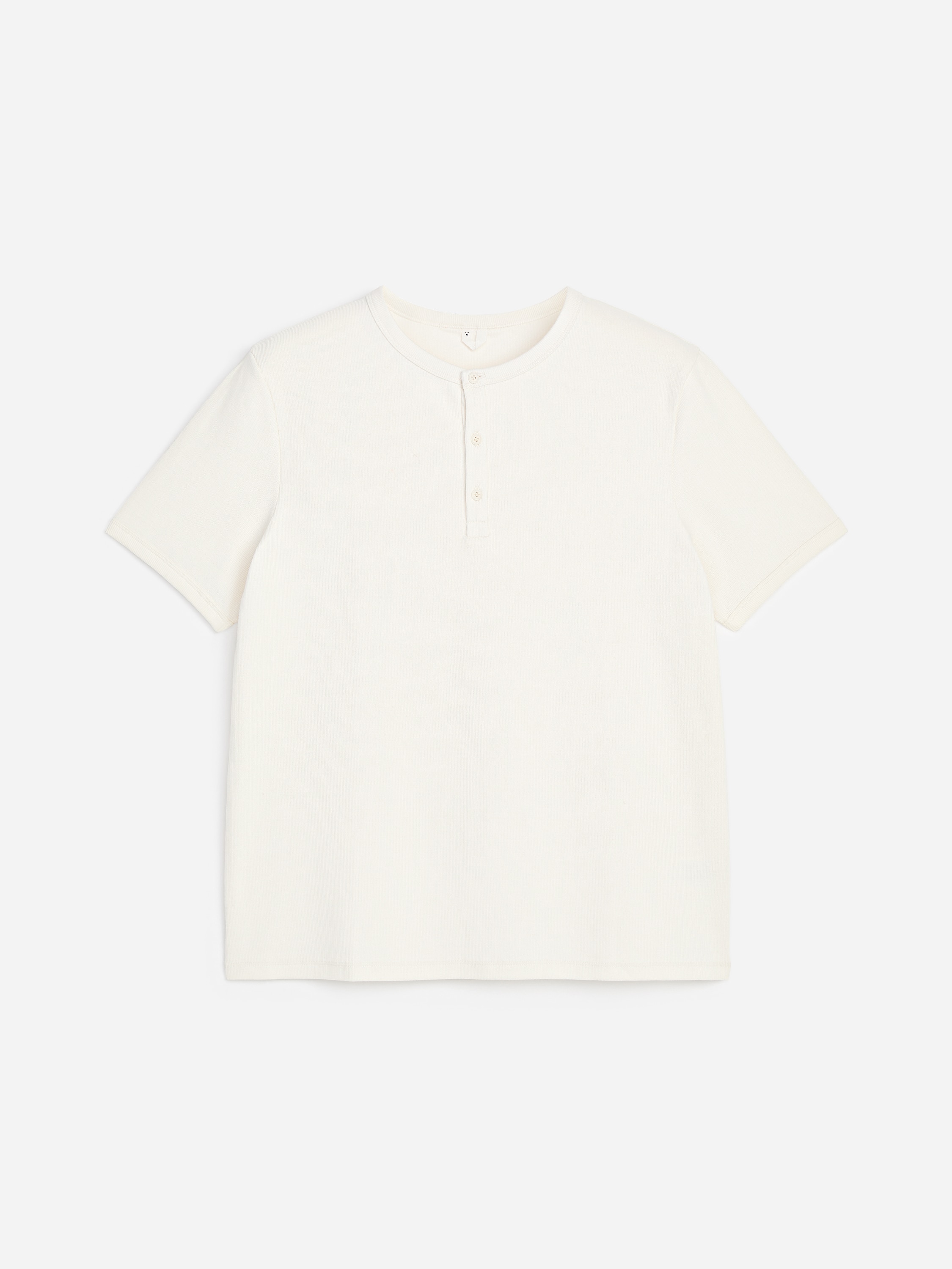 Henley-shirt met korte mouwen - Gebroken wit/Zwart