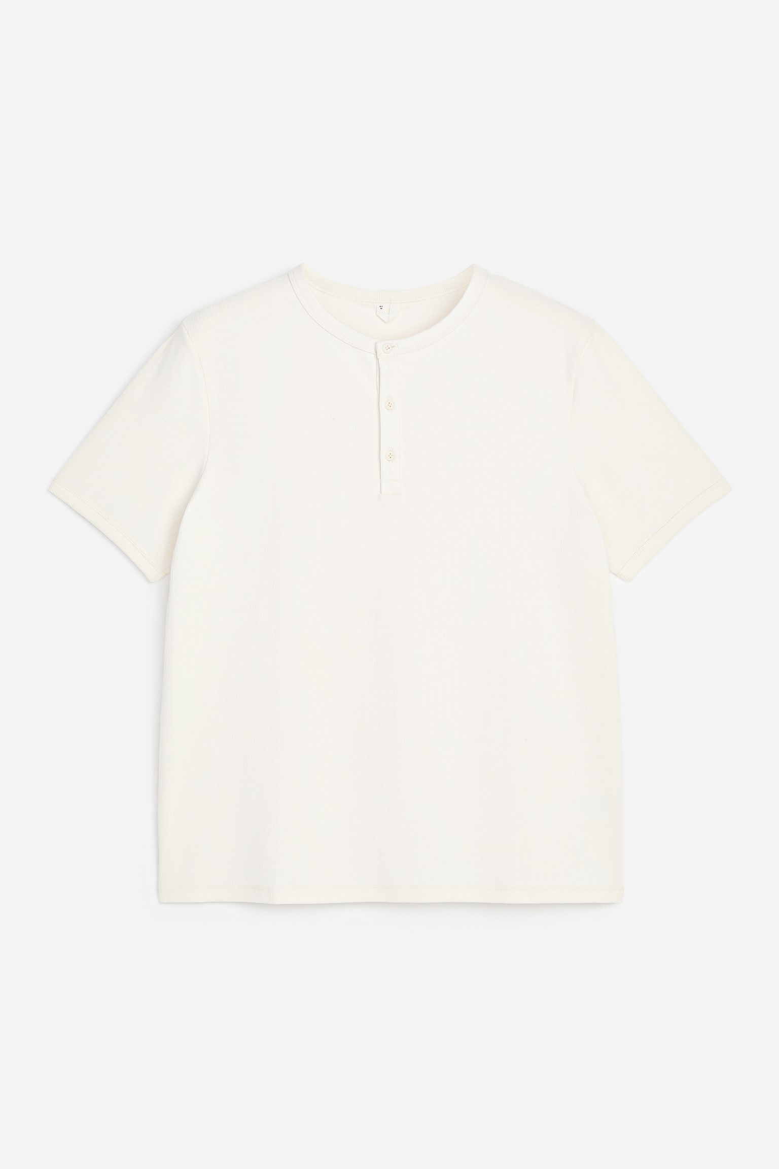 Henley-Shirt mit kurzen Ärmeln - Cremeweiß/Schwarz - 1