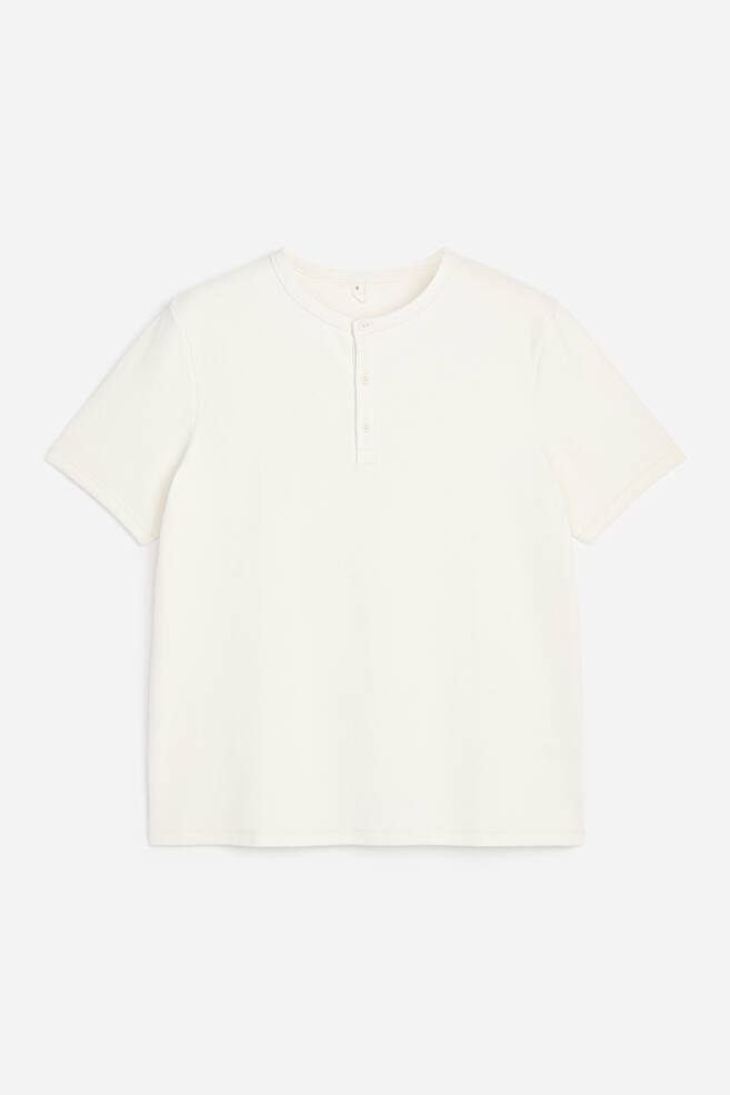 Short-Sleeve Henley Shirt - Off White/Black - 1
