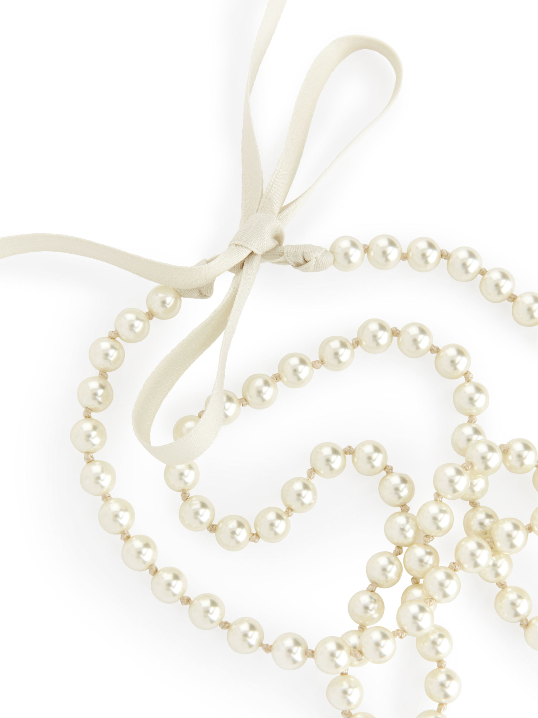 ネックレス・ペンダント Tie a Pearl ribbon Necklace White Pearl Necklace, Ivory Pearl Ribbon Tie Choker, Women's