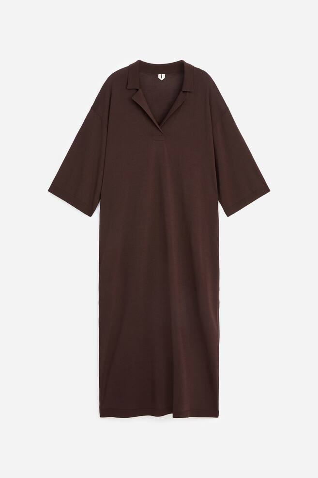 Relaxed Fine-Knit Dress - Brown - 1