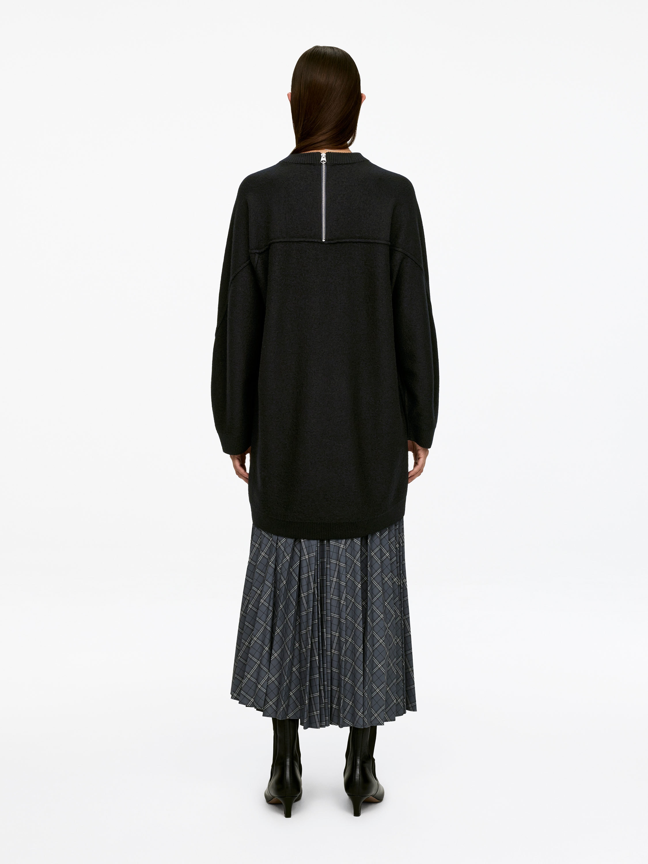 Boiled Wool Mini Dress - Black - Loose fit - Women - StillMedia/Lookbook - 6