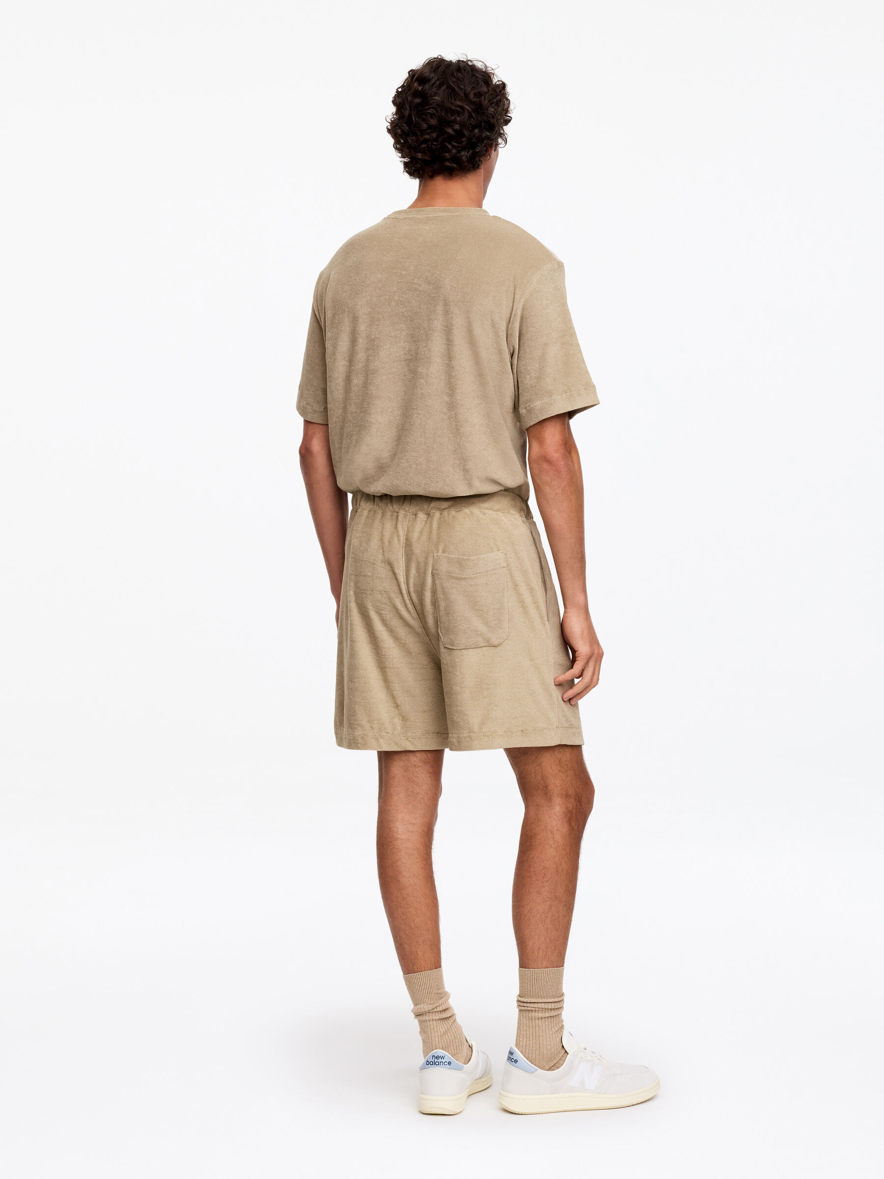 Cotton Towelling Shorts - Dark Beige - Regular fit - Men - StillMedia/Lookbook - 2