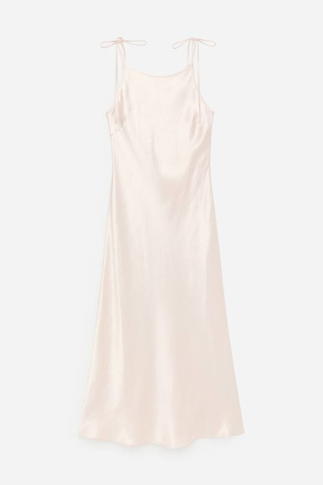 Crushed Satin Slip Dress - Light Pink/Dark Brown - 1