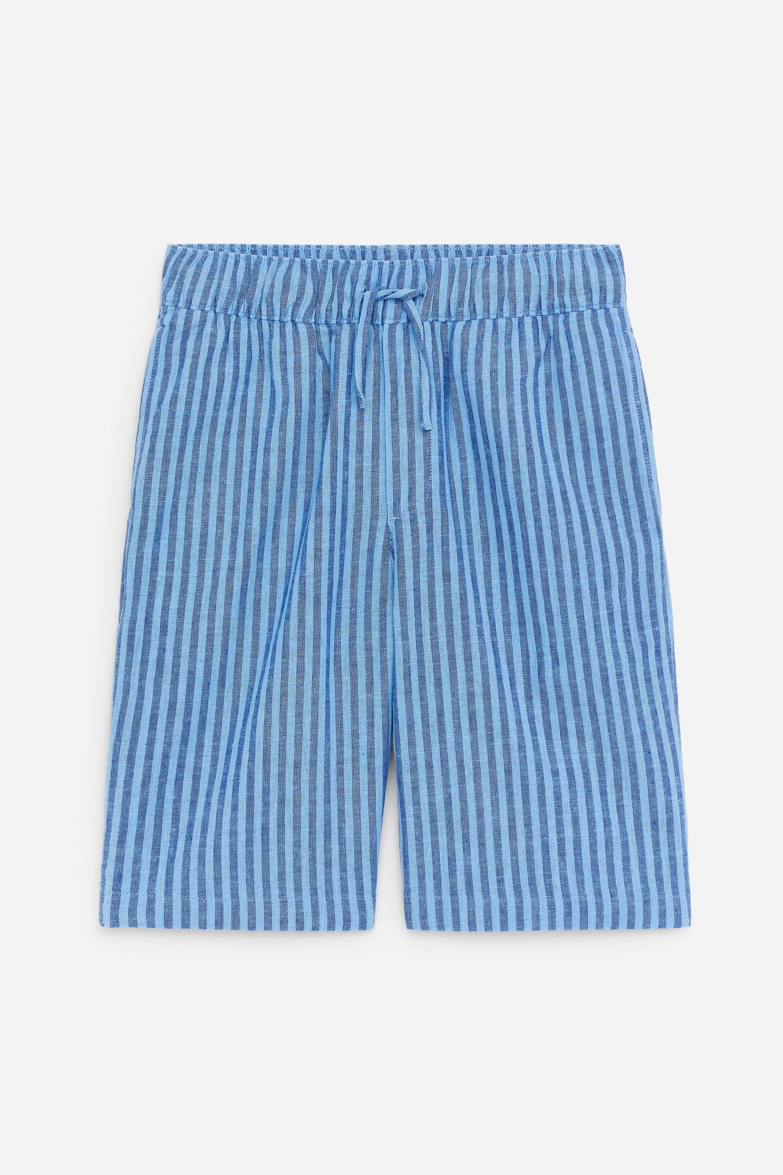 Linneshorts - Blå/randig/Grön/vit - 1