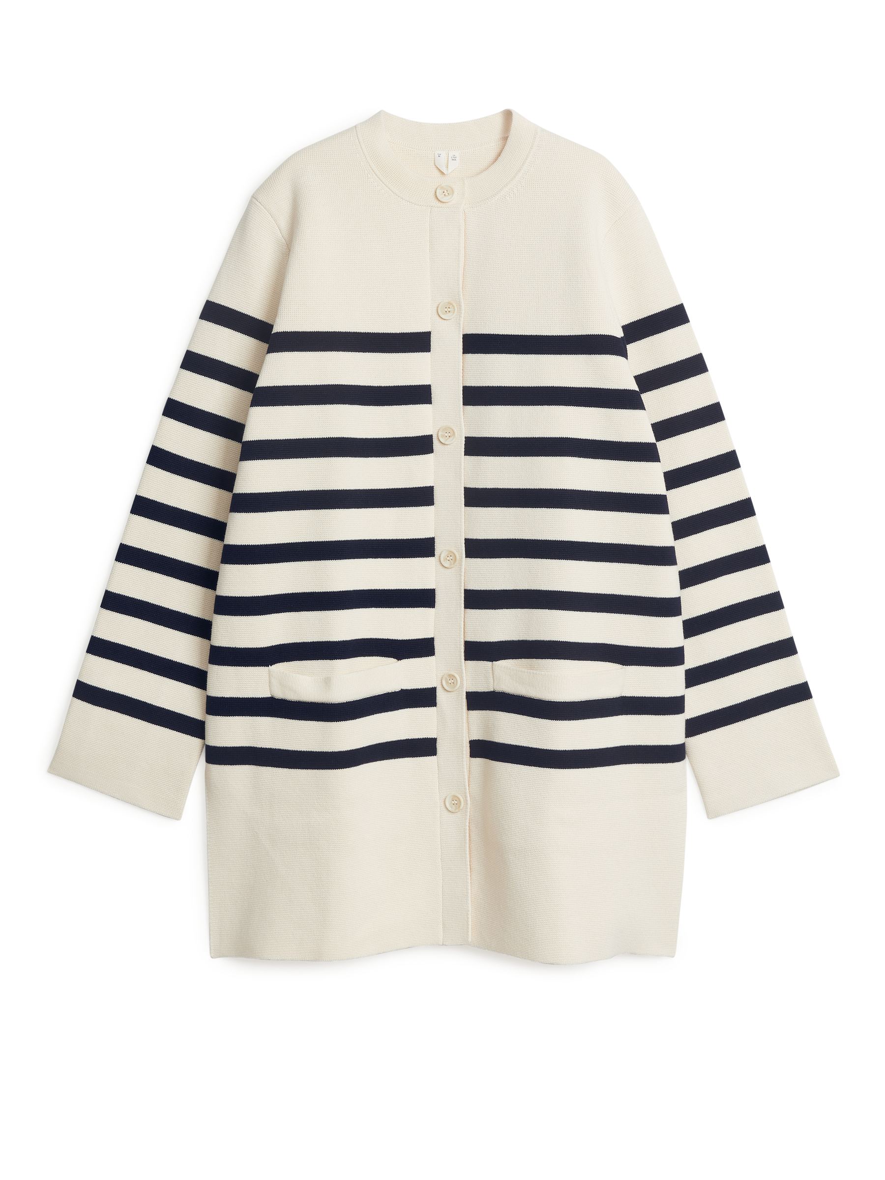 Oversized Cotton Cardigan - White/Black - Oversized - Women - StillMedia/DescriptiveStillLife - 1