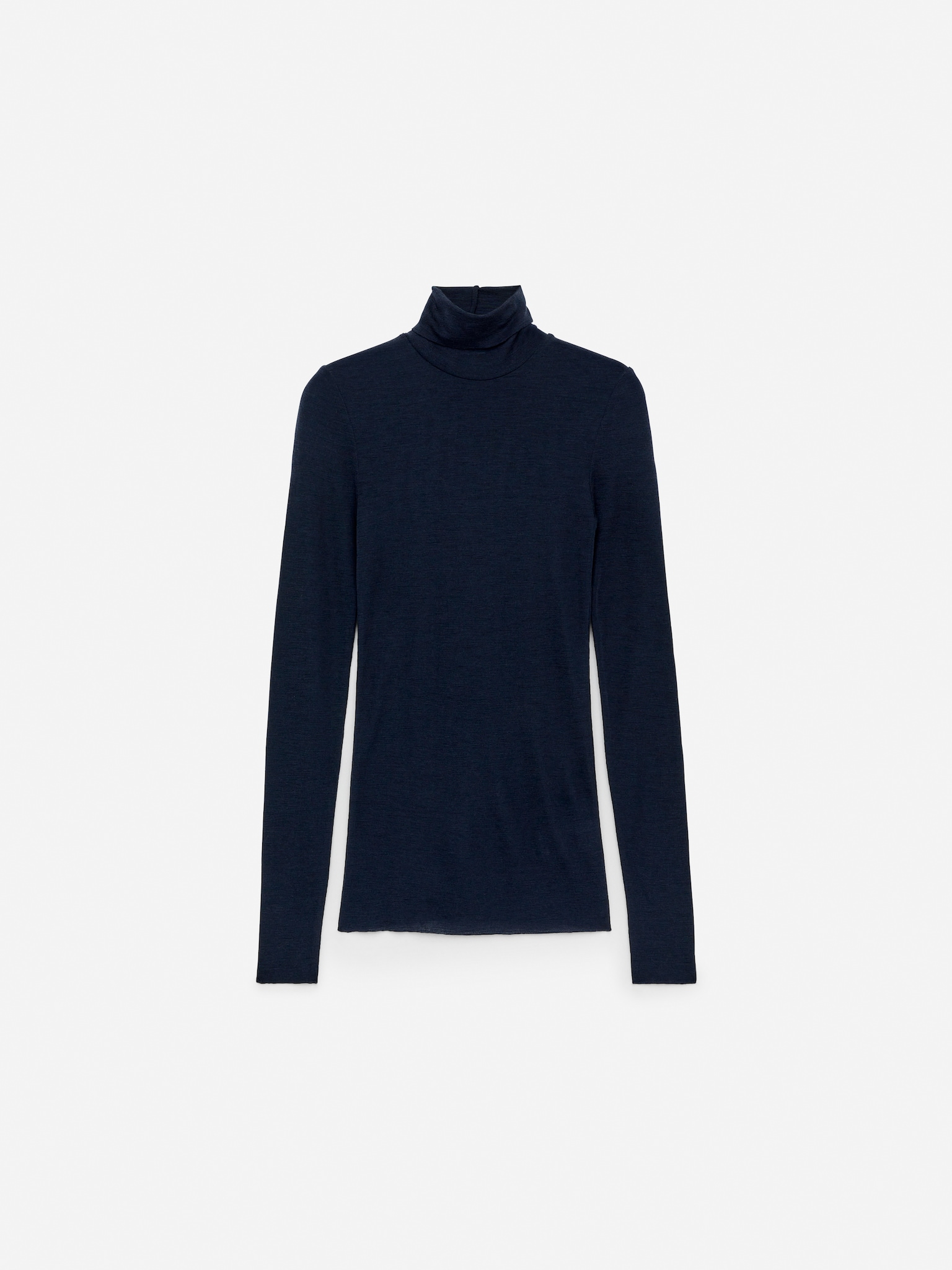 Roll-Neck Wool Top - Dark Blue/Black