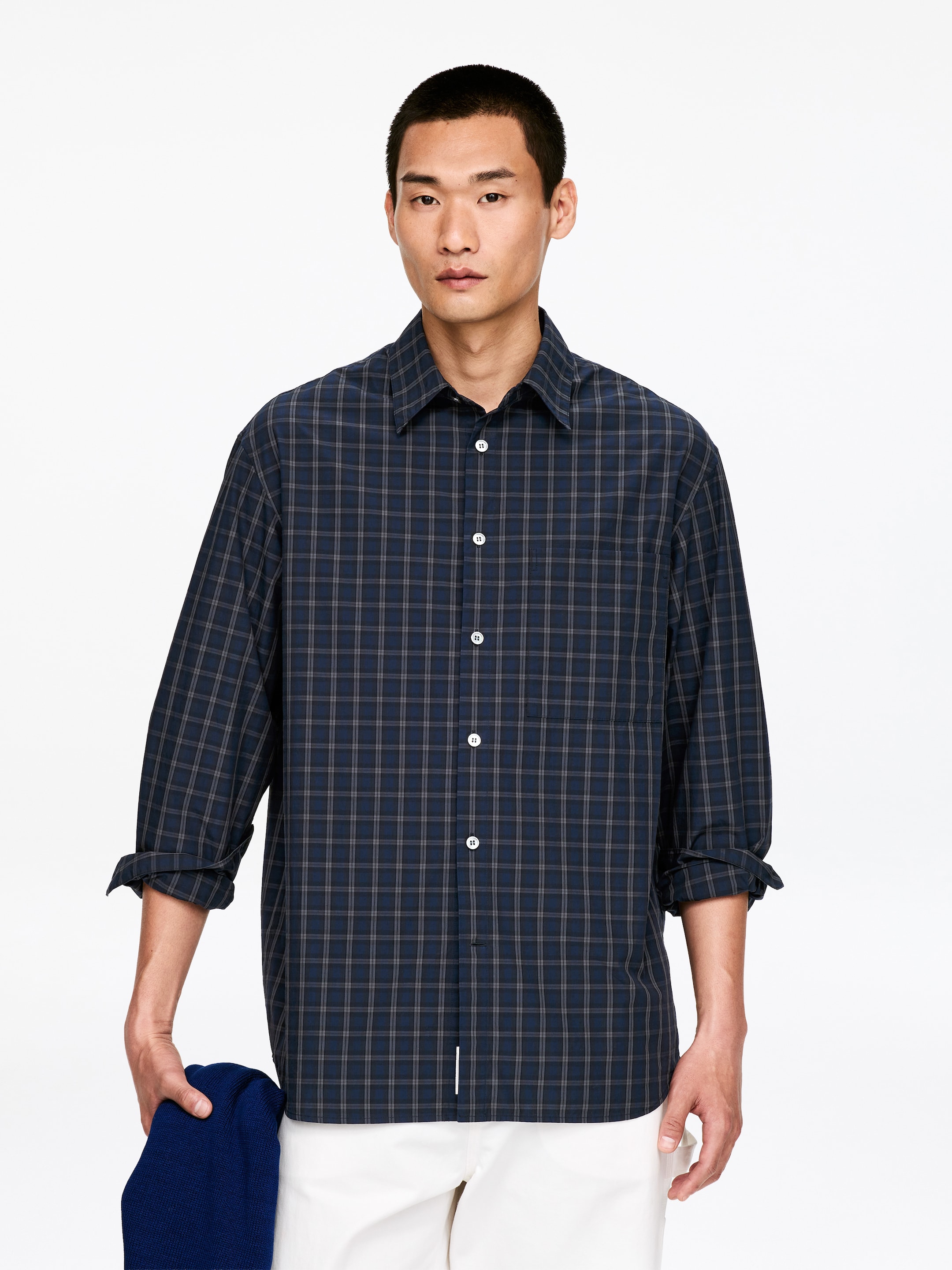 Oversized Poplin Shirt - Blue/Checkered - Oversized - Men - StillMedia/Lookbook - 6