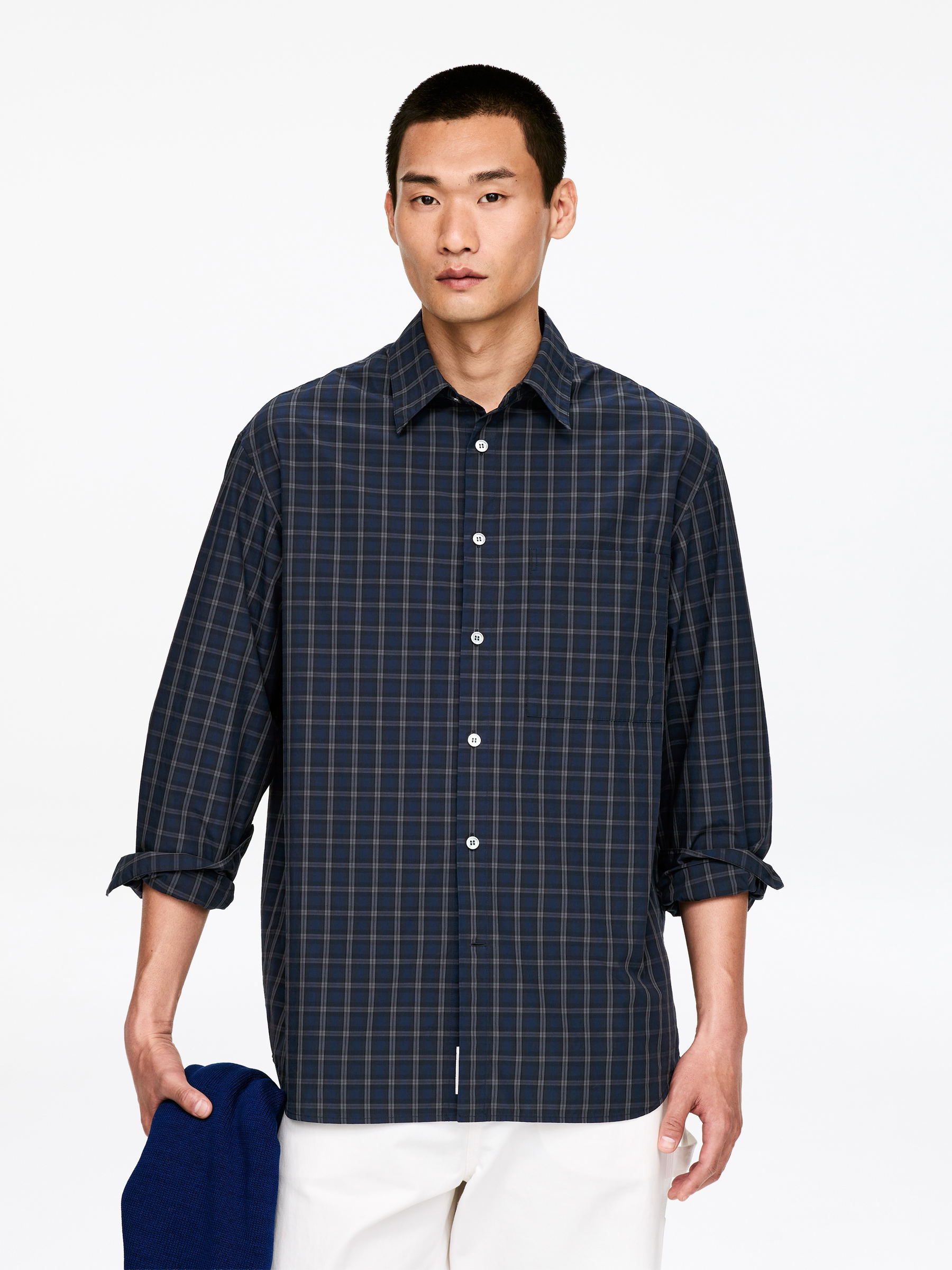 Oversized Poplin Shirt - Blue/Checkered - Oversized - Men - StillMedia/Lookbook - 6