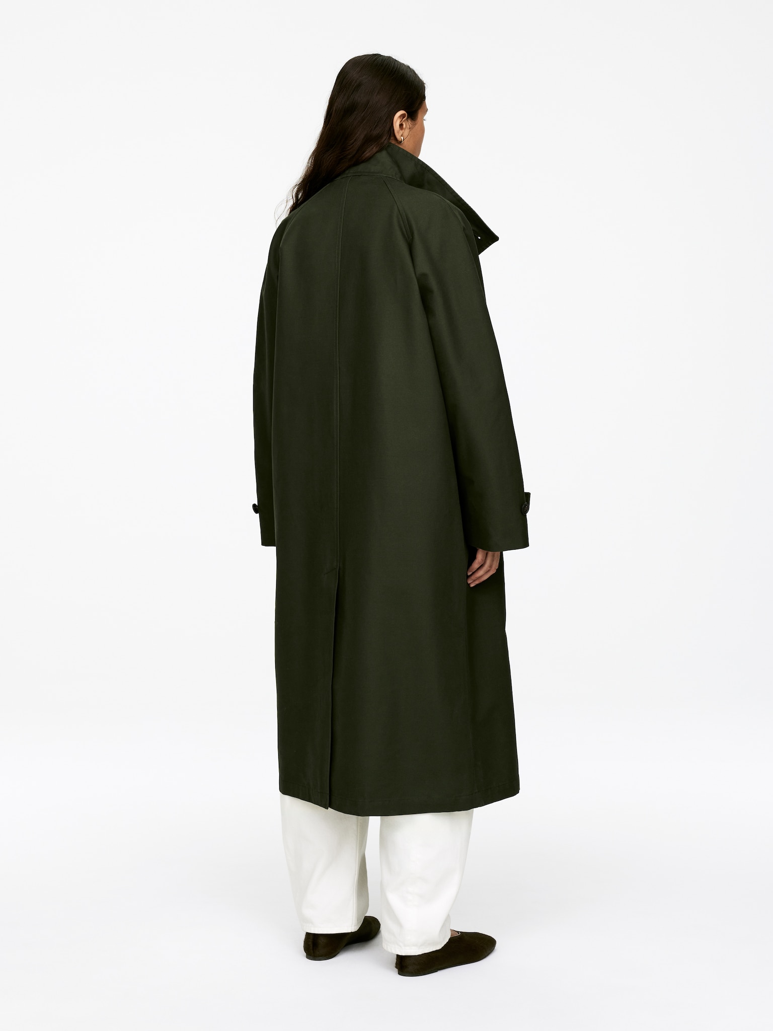 Manteau long en coton - Vert foncé - 6
