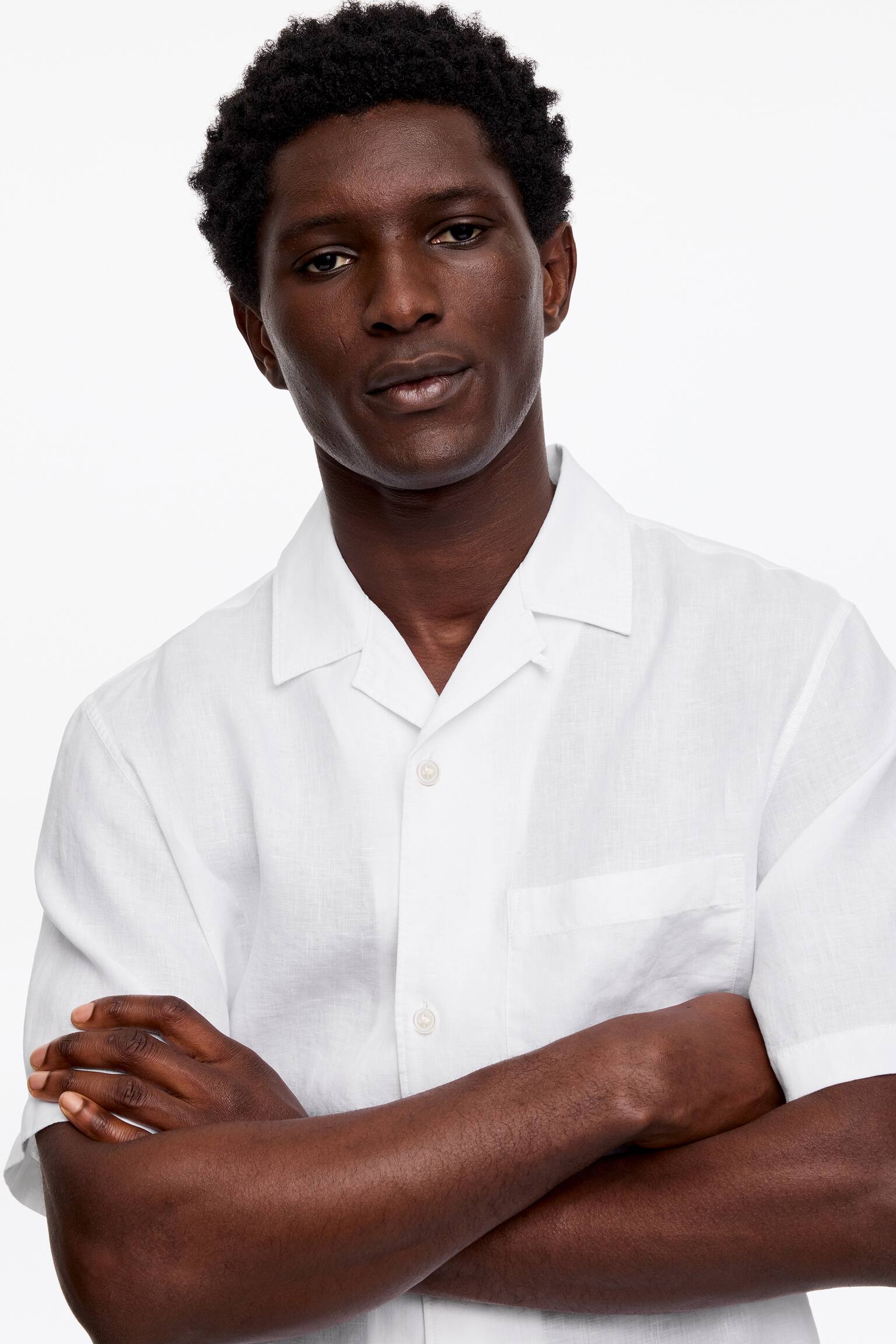 Overhemd met resort-kraag en ruimvallende pasvorm - Wit/Donkerblauw/Bruin - 4