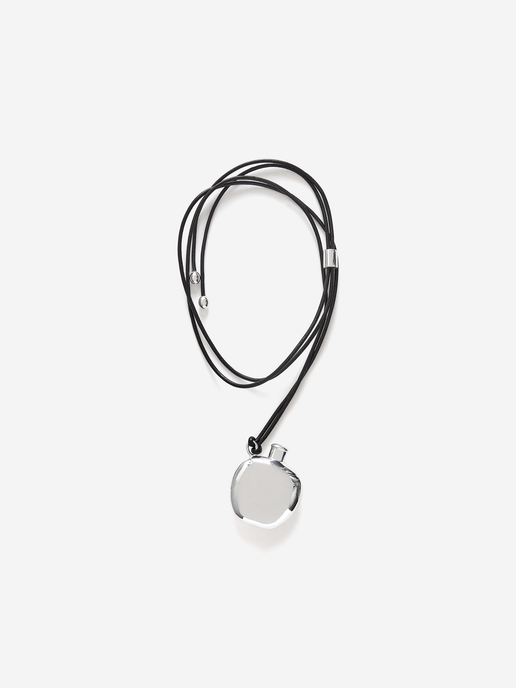Leather Cord Pendant Necklace-#DFDEDE-16240