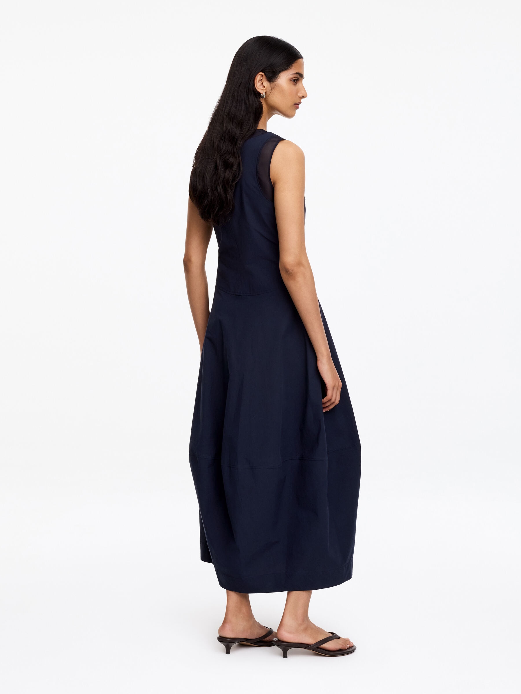 Kleid mit Seidenorganzabesatz - Dunkelblau - Regular Fit - Damen - StillMedia/Lookbook - 2