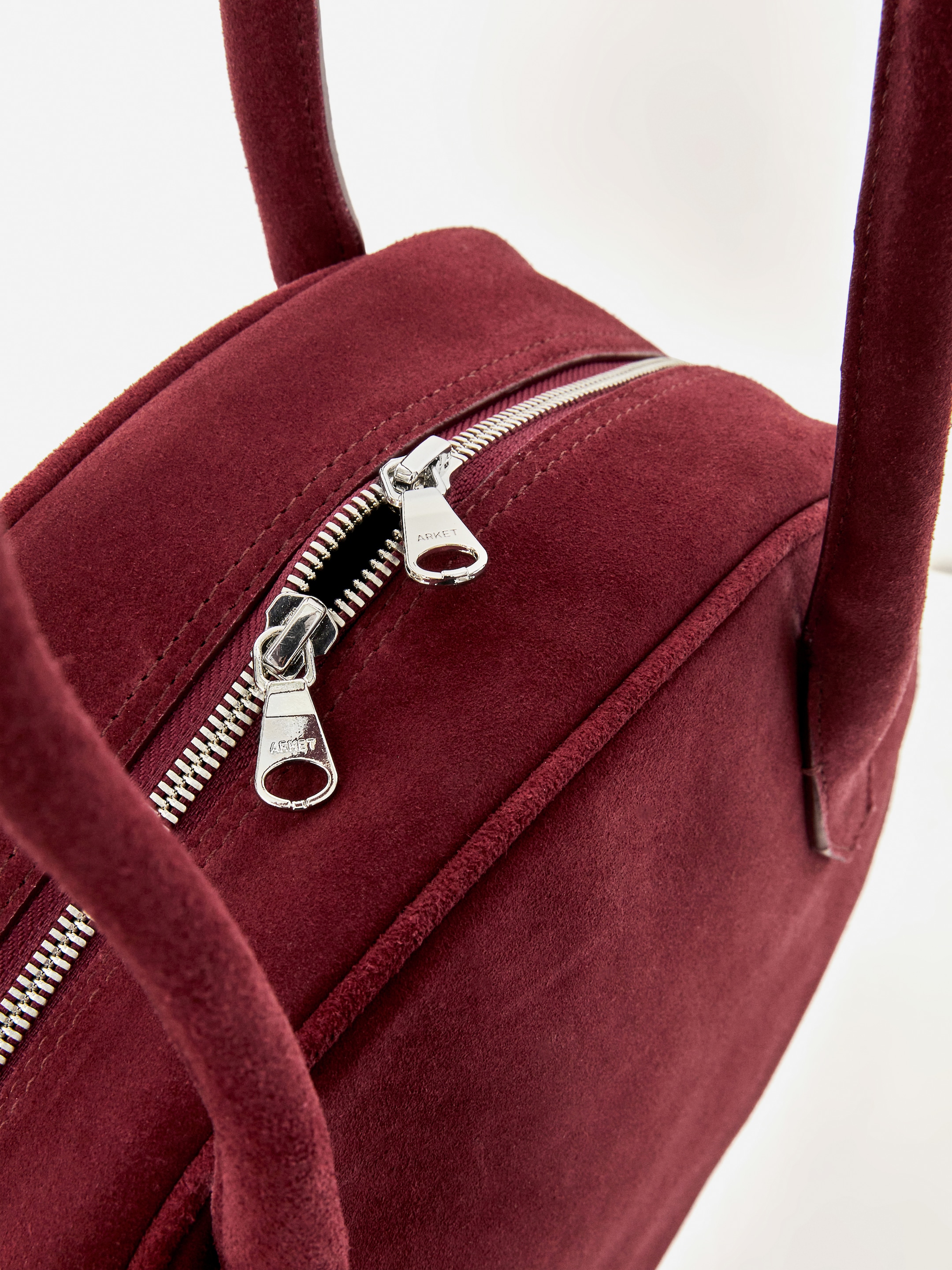 Sac de bowling en croûte de cuir suédé - Rouge foncé - Femme - StillMedia/DescriptiveDetail - 1
