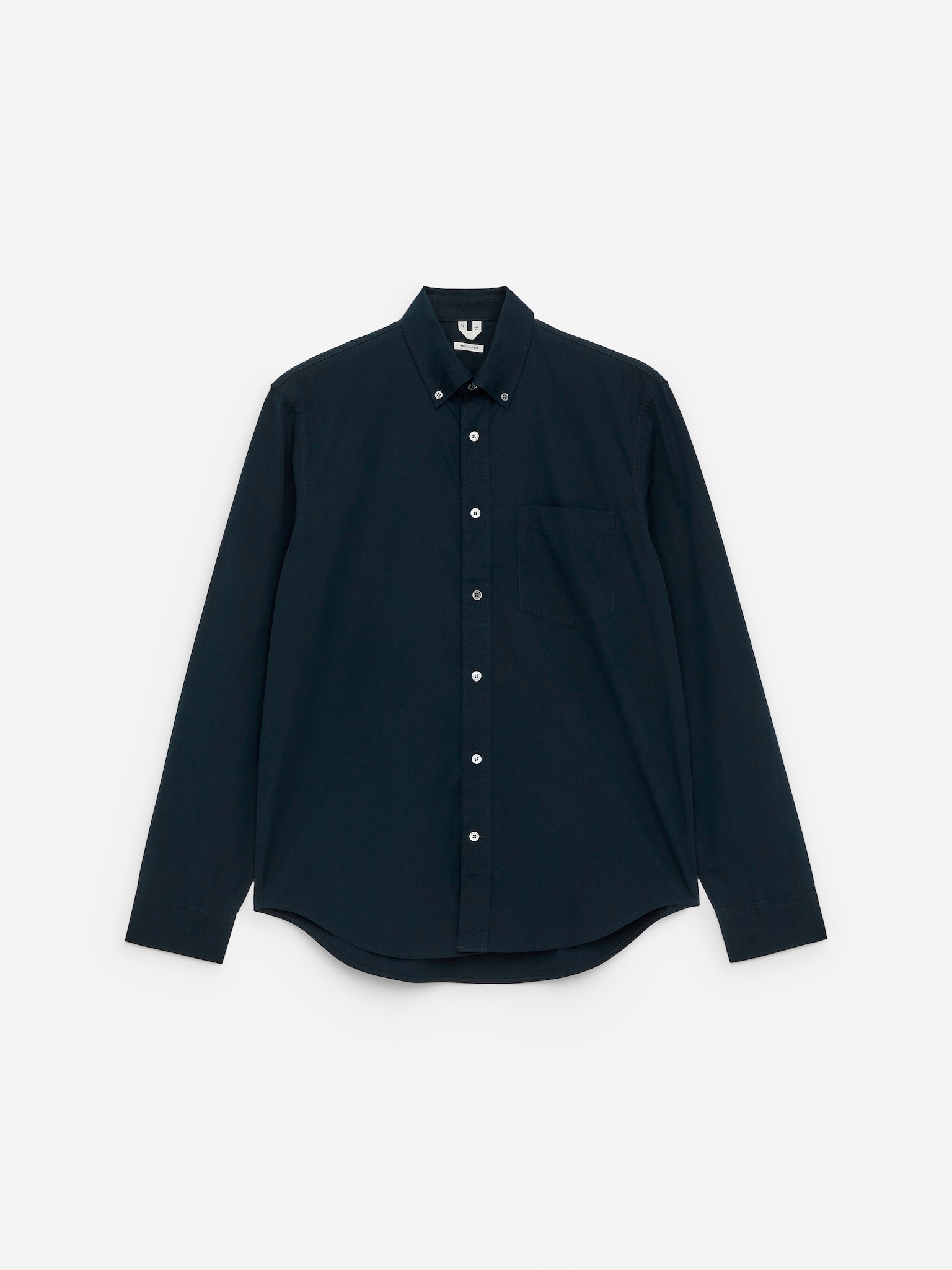 Buttondown-skjorte i poplin - Mørkeblå/Hvid
