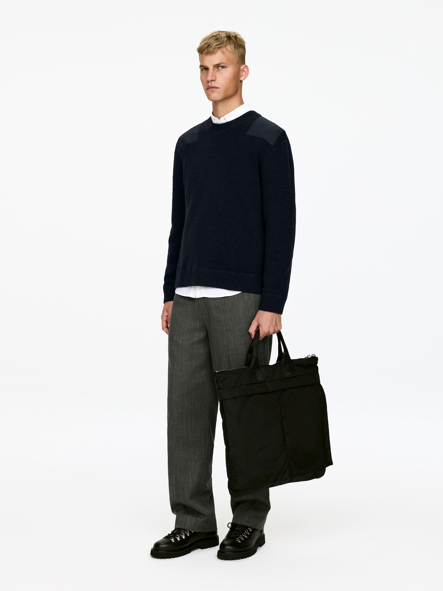 Patch-Detail Wool Jumper - Dark Blue - Regular fit - Men - StillMedia/Lookbook - 3