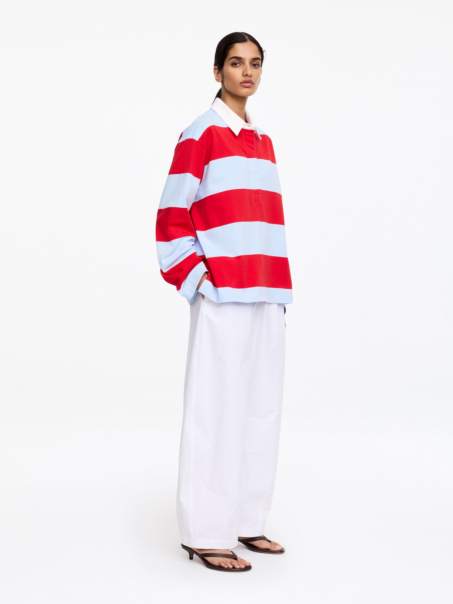 Cotton Polo Shirt - Red/Blue - Regular fit - Women - StillMedia/Lookbook - 2