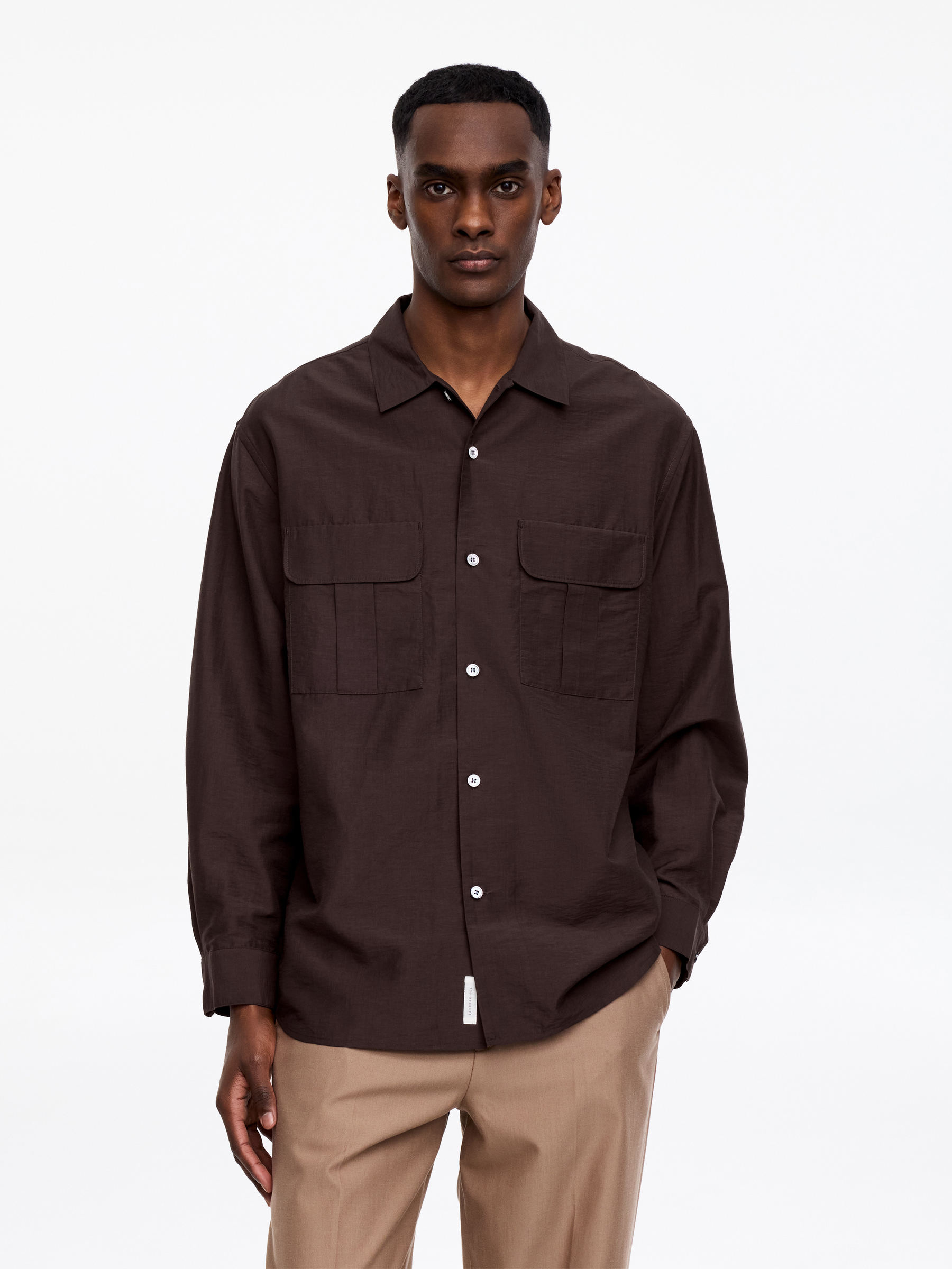 Oversize skjorta-#3C2A2B-18314