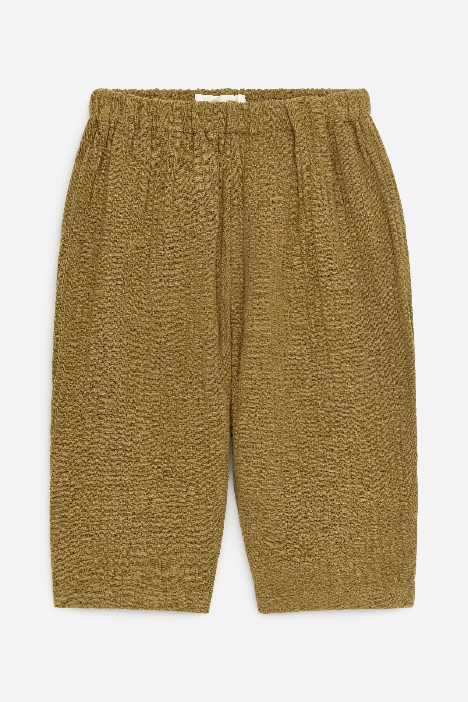 Pantalon en mousseline de coton - Vert kaki/Beige/Bleu vif - 1