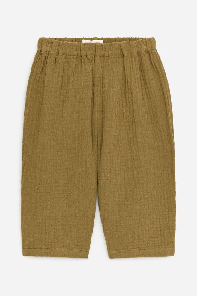 Cotton Muslin Trousers - Khaki Green/Bright Blue/Off White - 1