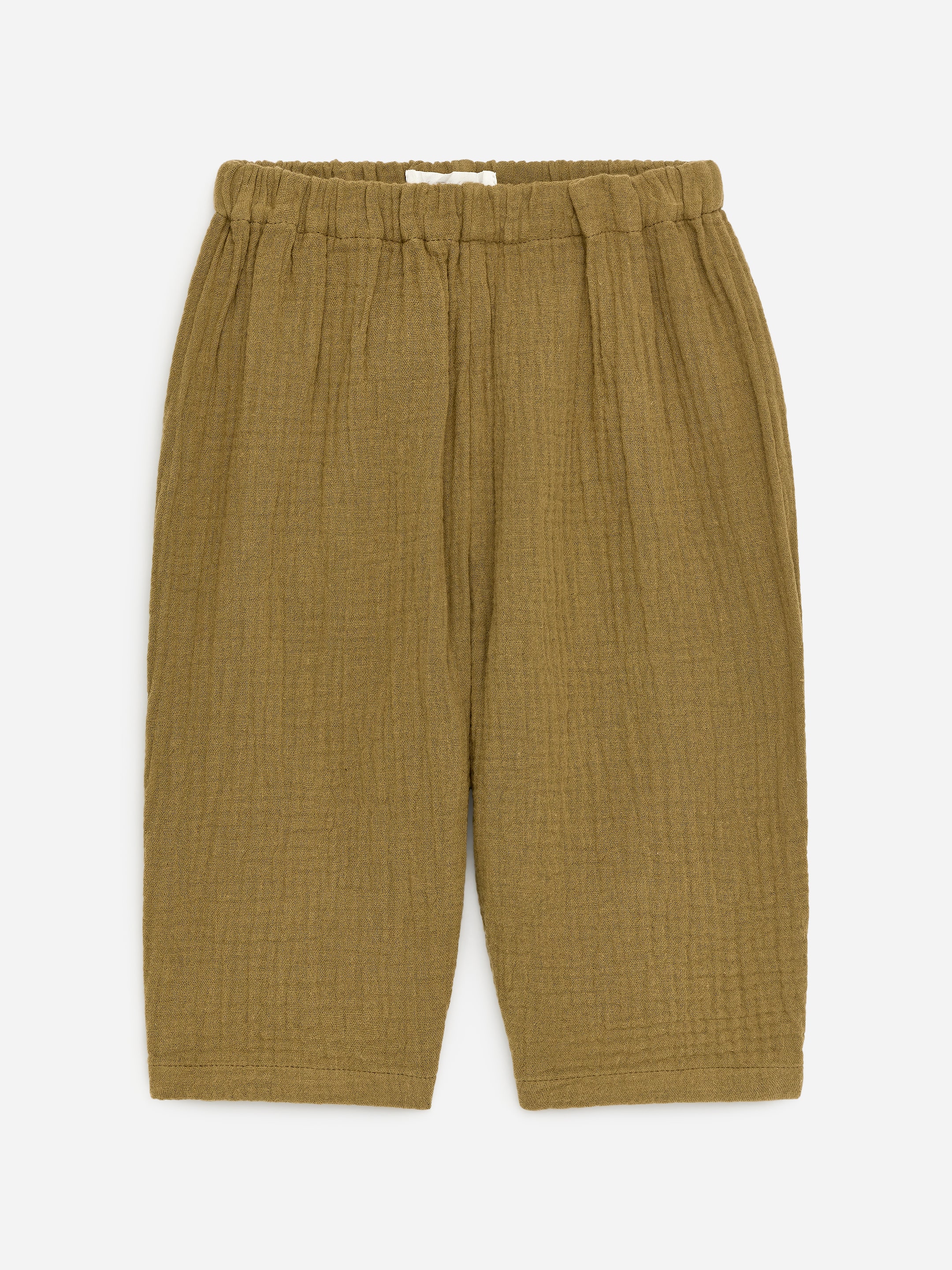 Baumwollmusselin-Hose-#6D6445-18489