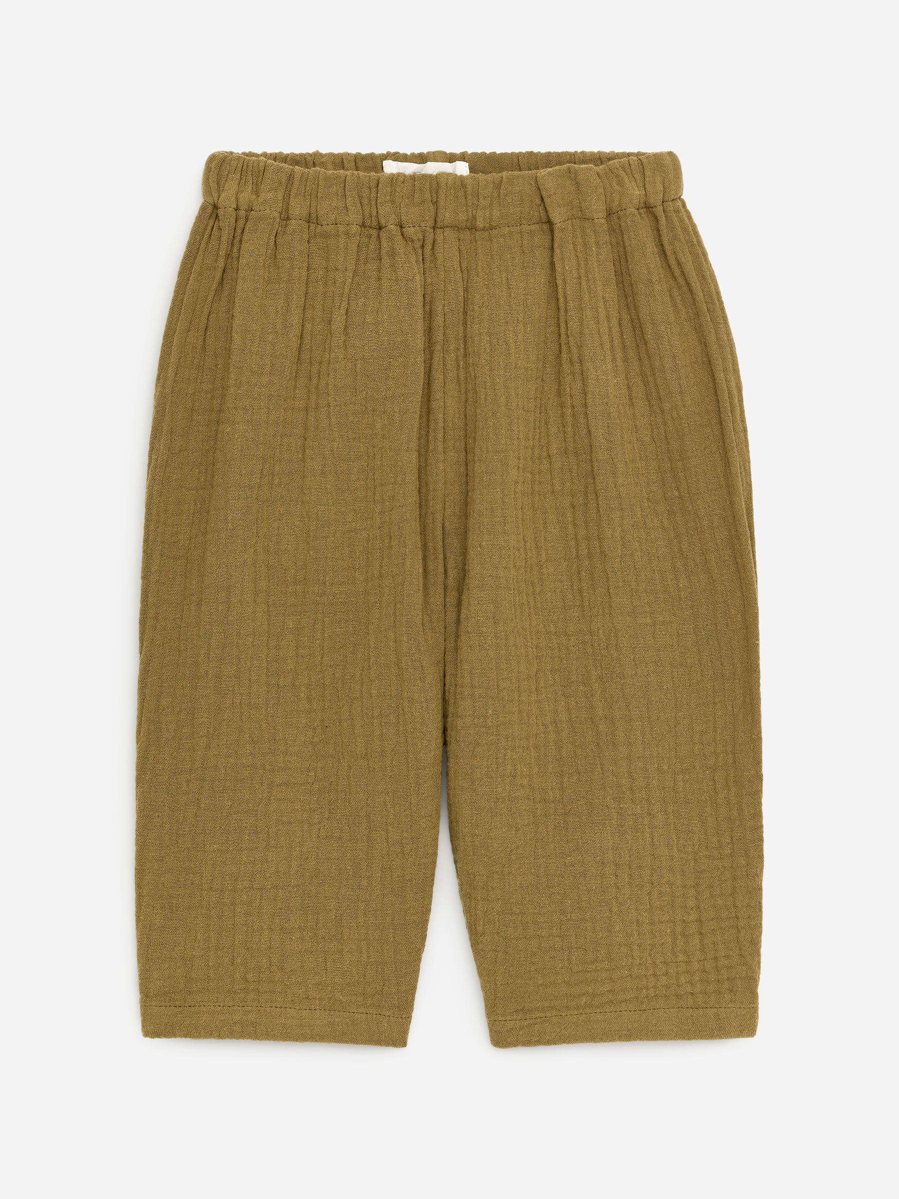 Byxor i bomullsmuslin-#6D6445-18489