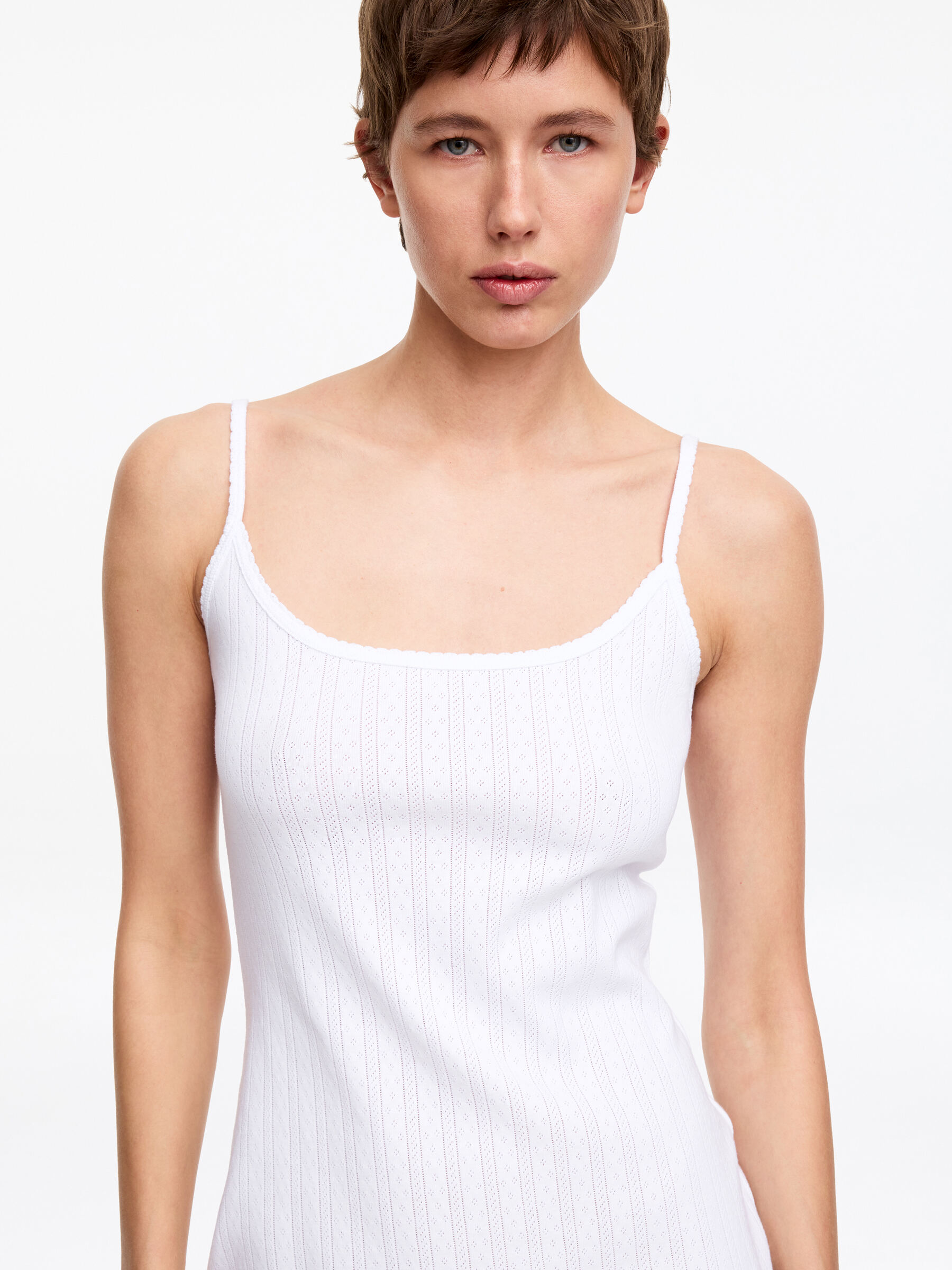 Robe nuisette en maille pointelle - Blanc - Regular fit - Femme - StillMedia/Lookbook - 3