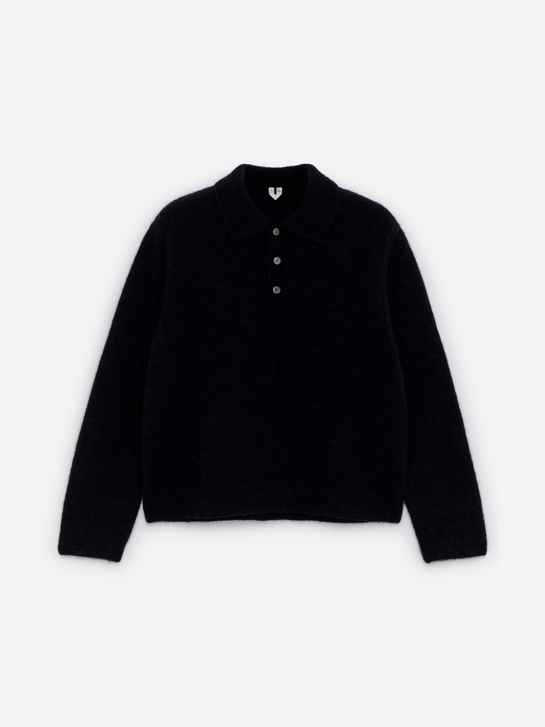 Alpaca Wool Blend Polo Shirt-Blue-17474