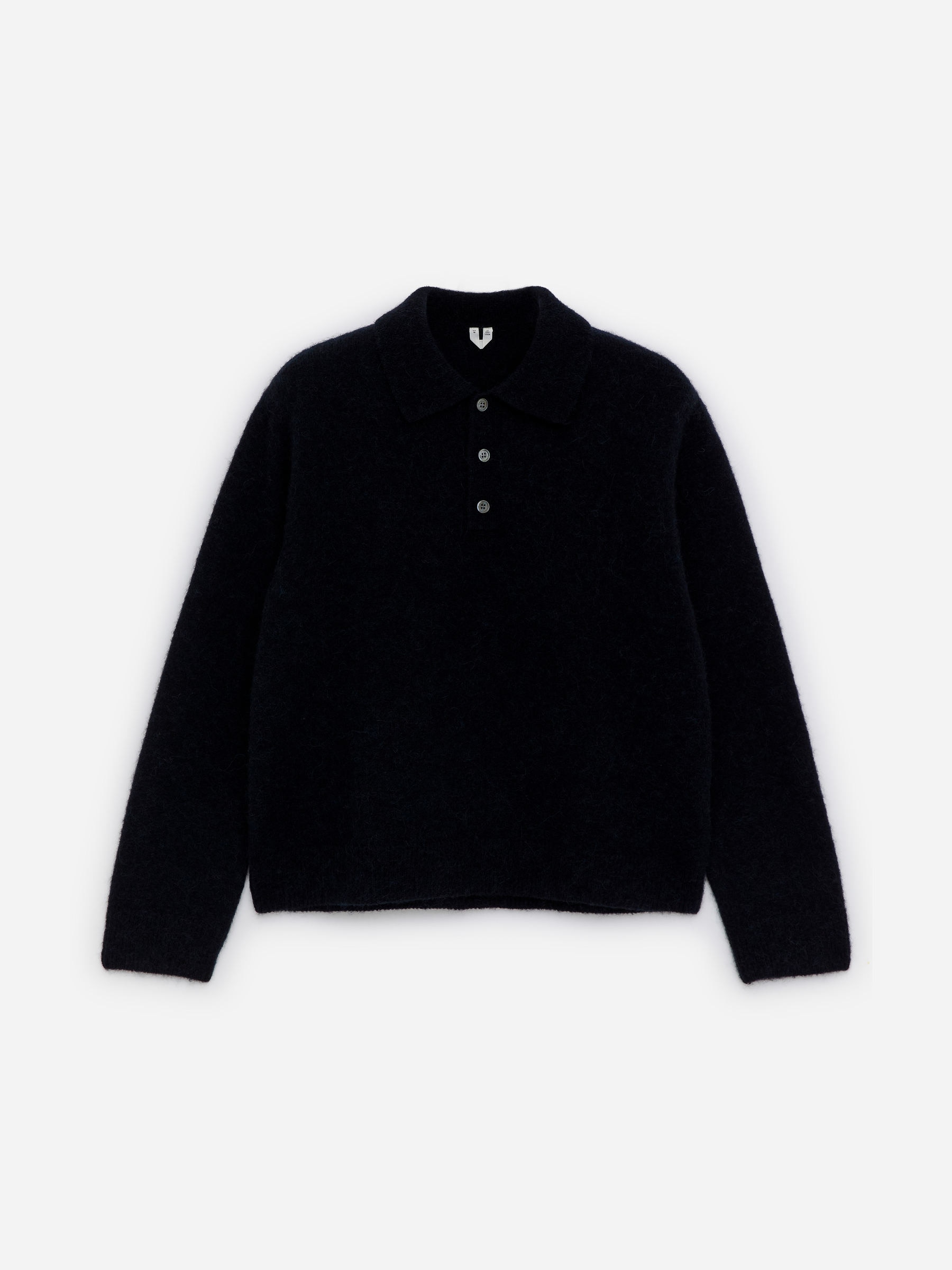 Alpaca Wool Blend Polo Shirt - Dark Blue - Loose fit - Men - StillMedia/DescriptiveStillLife - 1