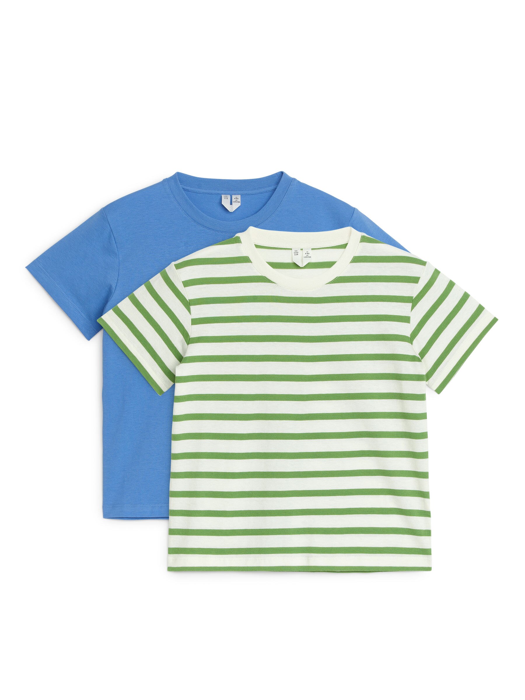 T-Shirt mit Rundhalsausschnitt, 2er-Pack - Blau/Grüne Streifen - Regular Fit - Kinder - StillMedia/DescriptiveStillLife - 2