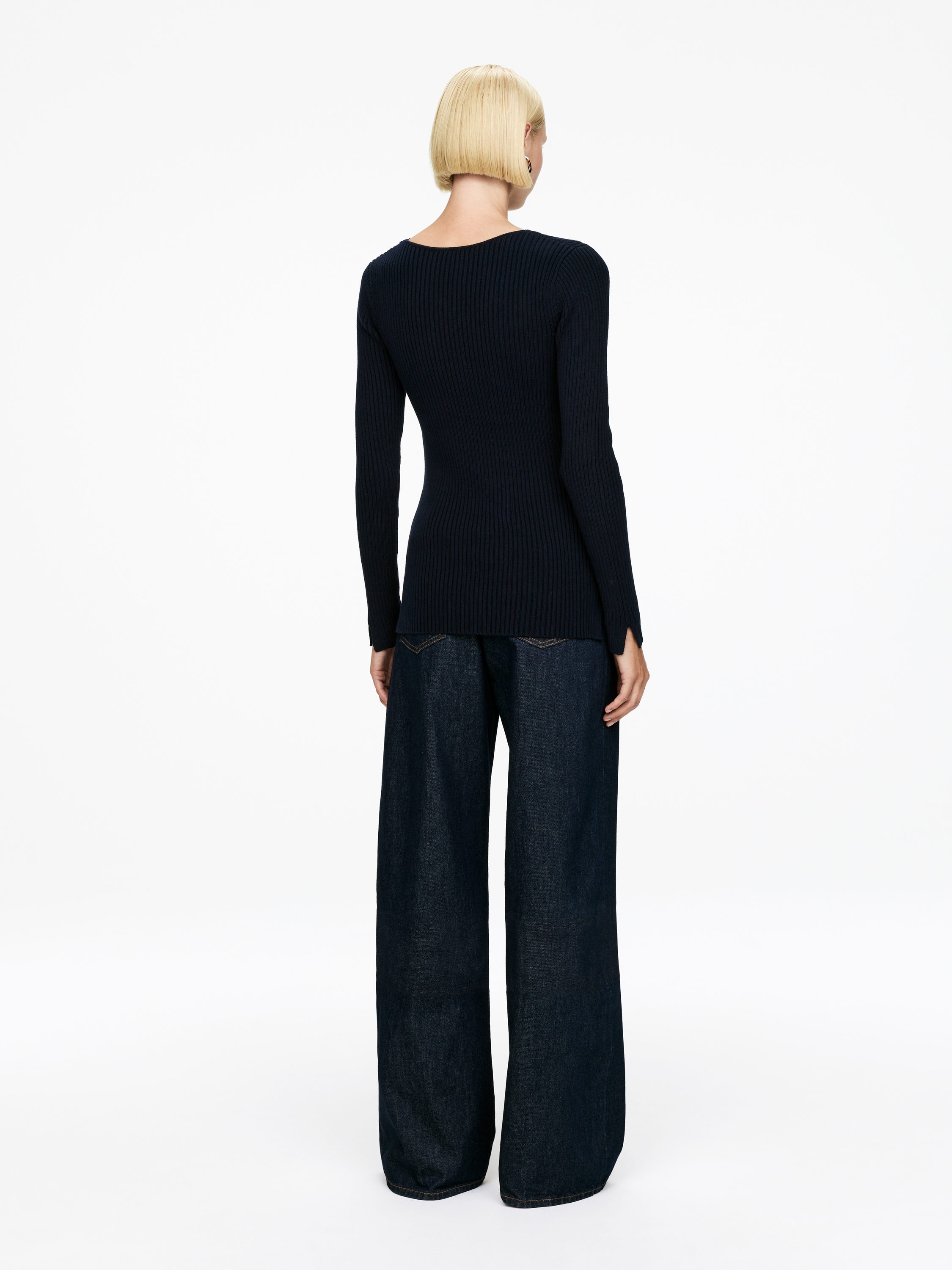Rib-Knit Top - Dark Blue - Regular fit - Women - StillMedia/Lookbook - 6