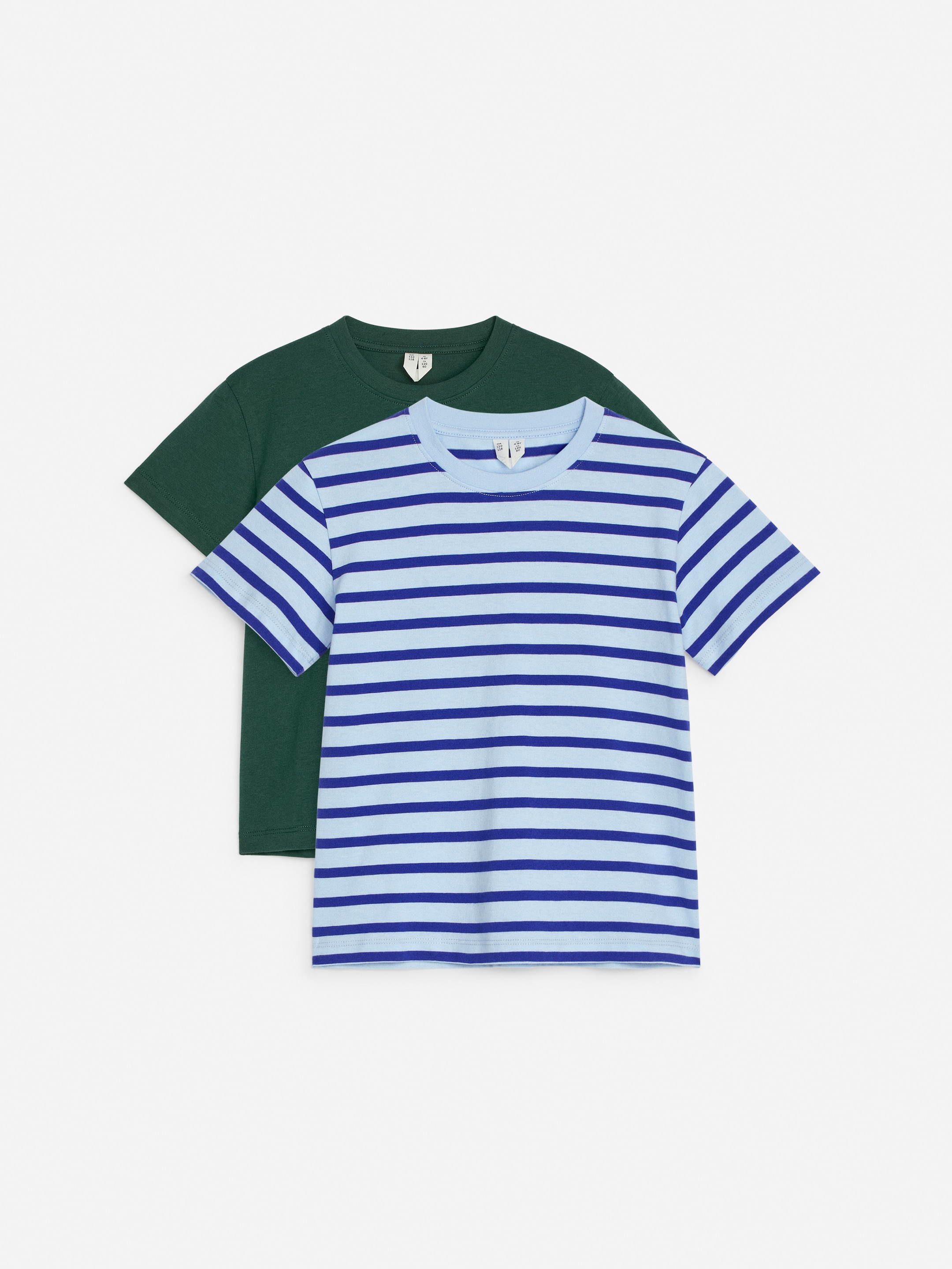 Crew-Neck T-Shirt Set of 2 - Green/Blue Striped - Regular fit - Children - StillMedia/DescriptiveStillLife - 3