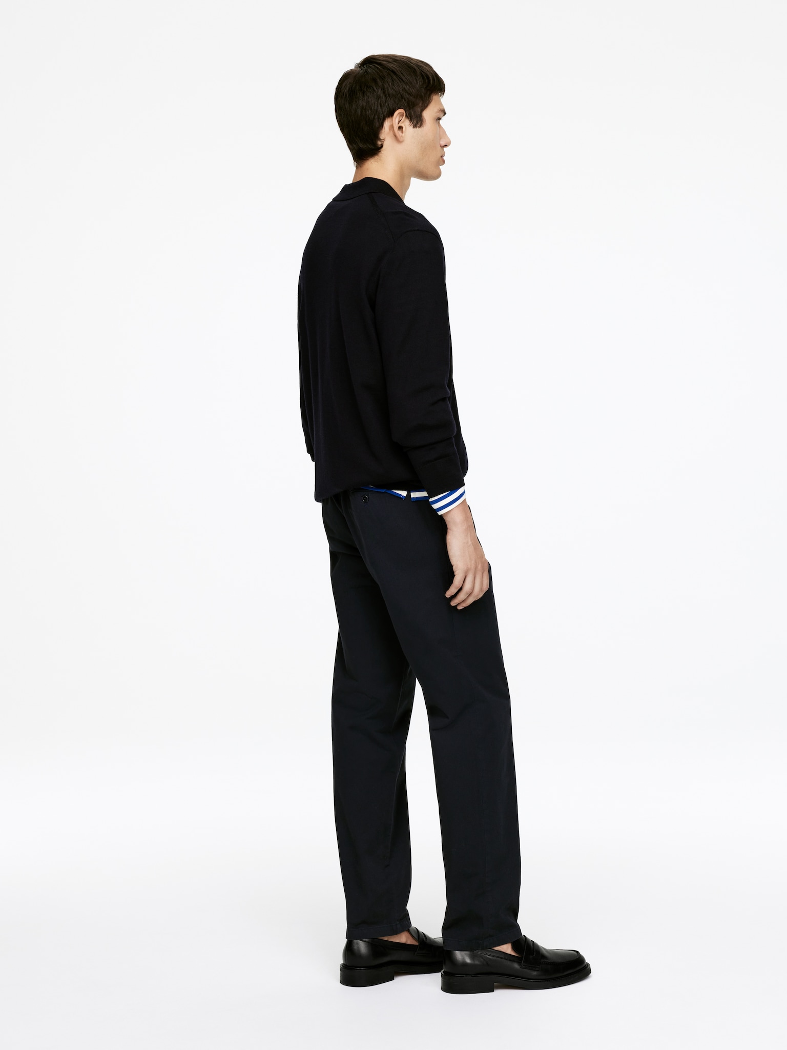 Pantalon chino droit en coton - Bleu foncé/Taupe - 3