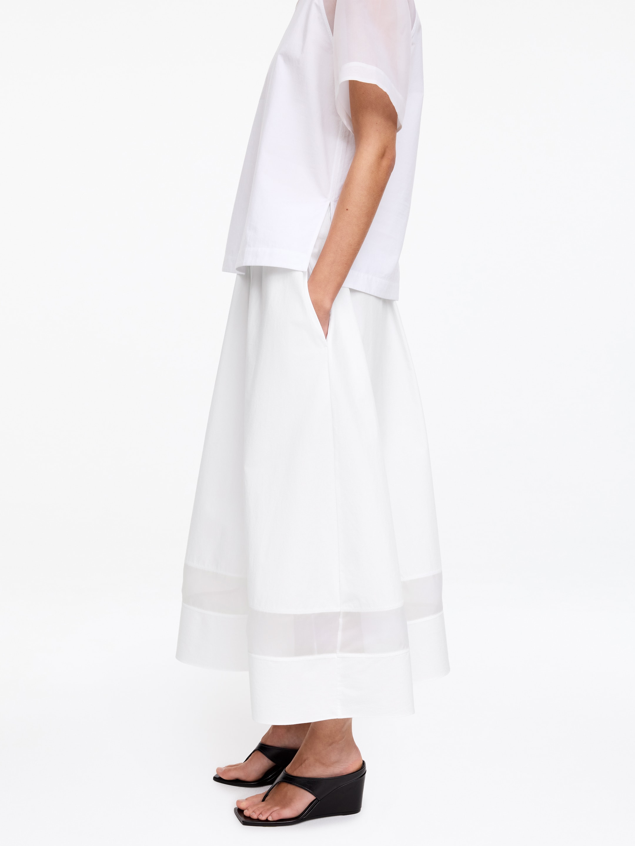 Jupe midi avec empiècements en organza - Blanc - Regular fit - Femme - StillMedia/Lookbook - 4