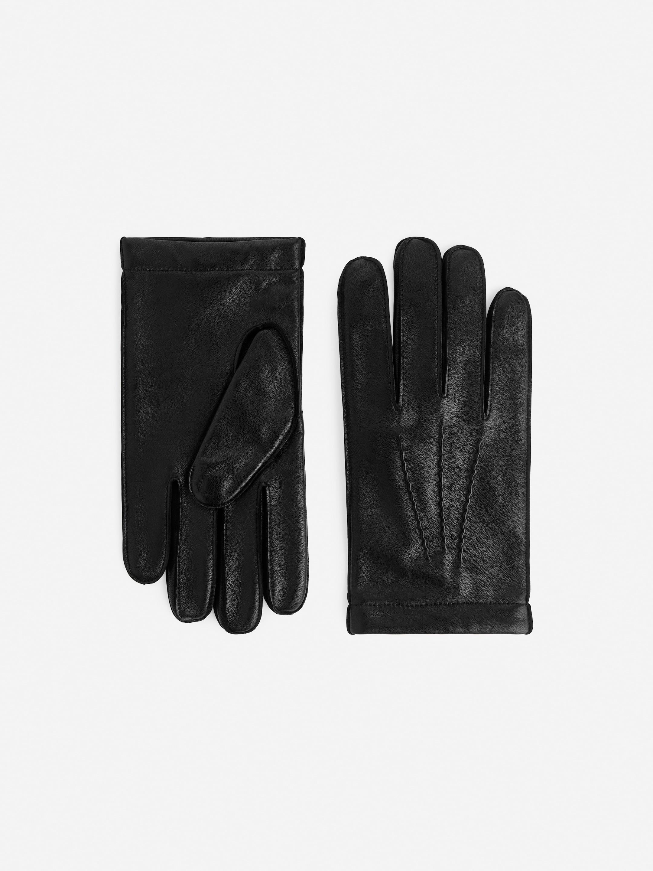 Guantes de piel forrados de lana-#000000-13476