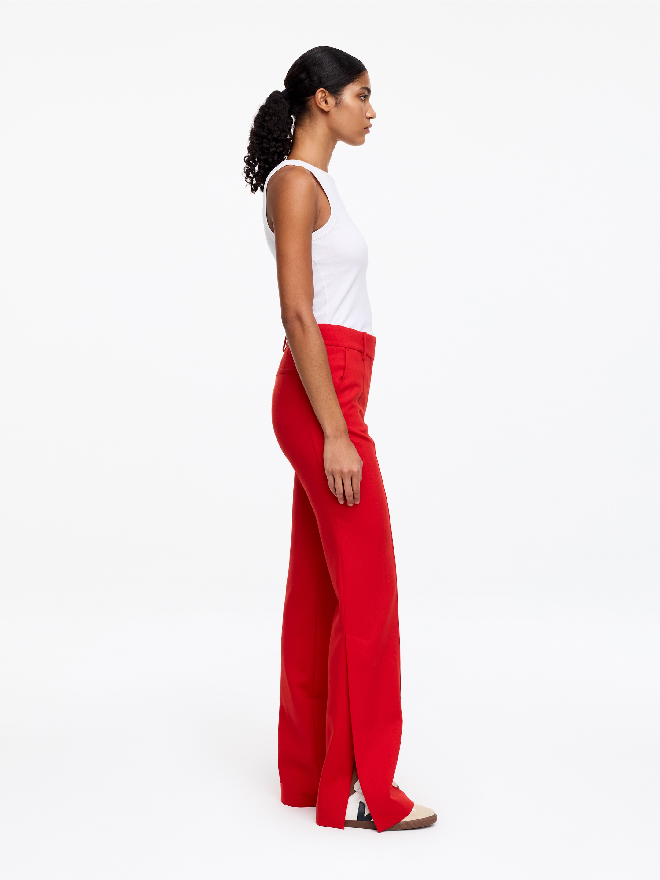 Pantalon tailleur fendu - Rouge - Slim fit - Femme - StillMedia/Lookbook - 2