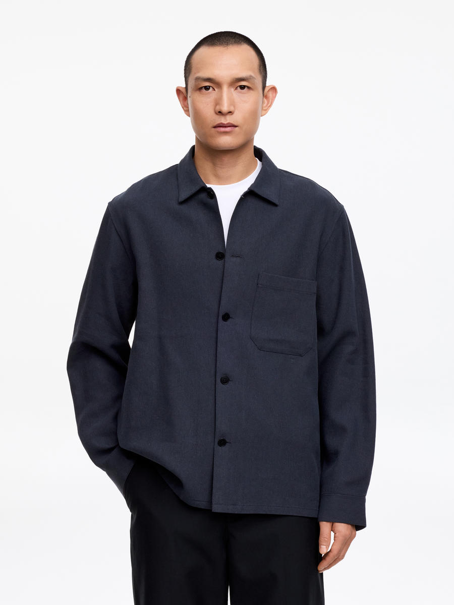 ARKET Men's  Tencel Blend Canvas Overshirt Blue,  size 44