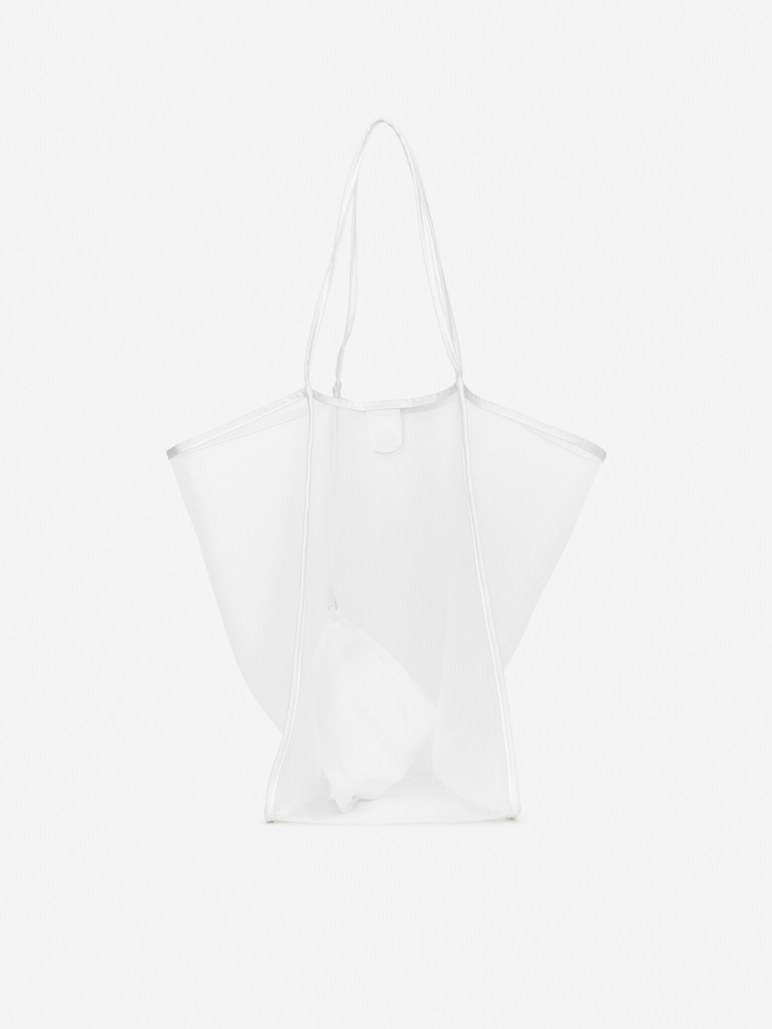 Sac fourre-tout en tissu résille - Blanc - 4