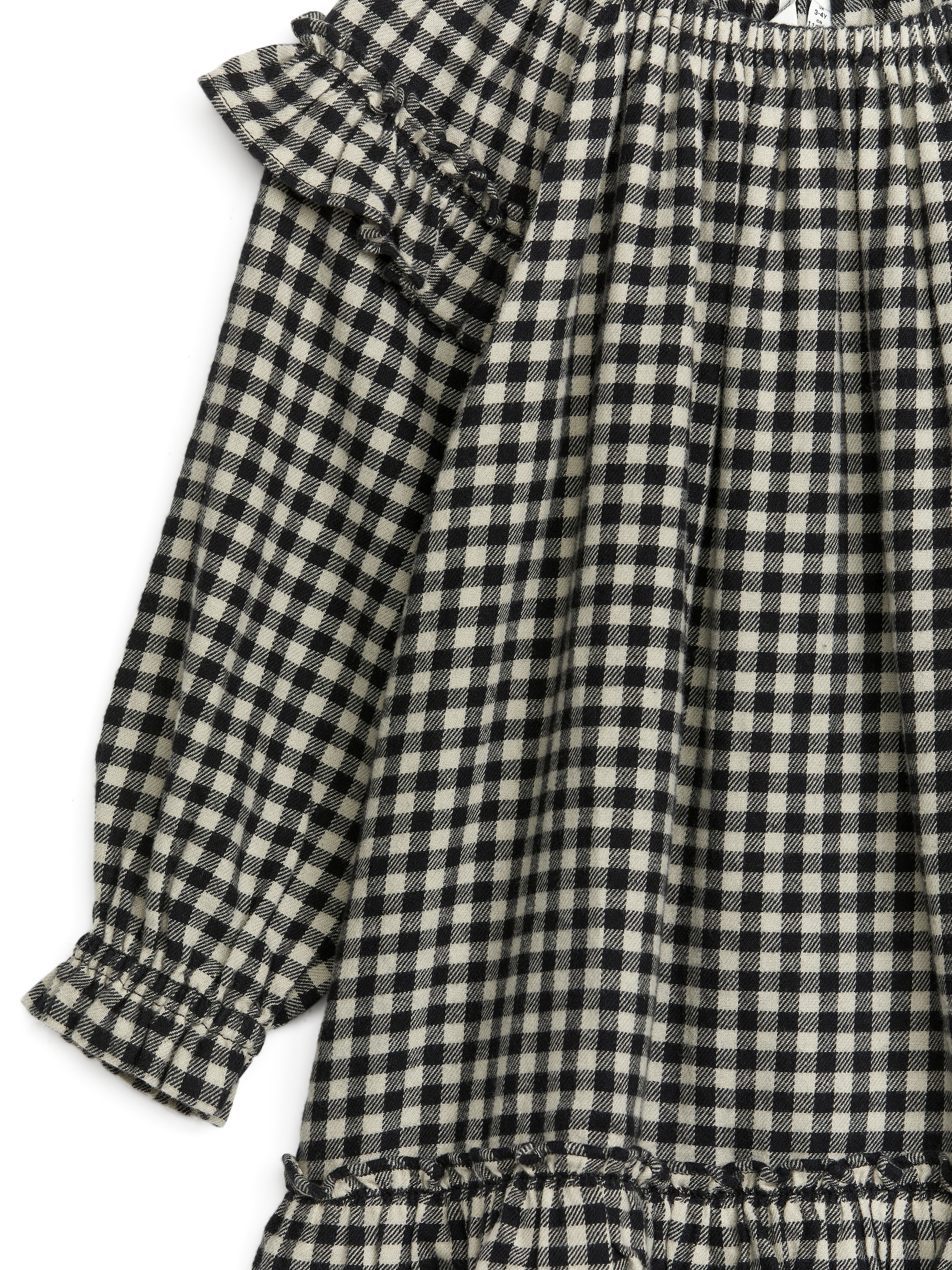 Ginghamrutig klänning i flanell - Off-white/svart - Children - StillMedia/DescriptiveDetail - 1