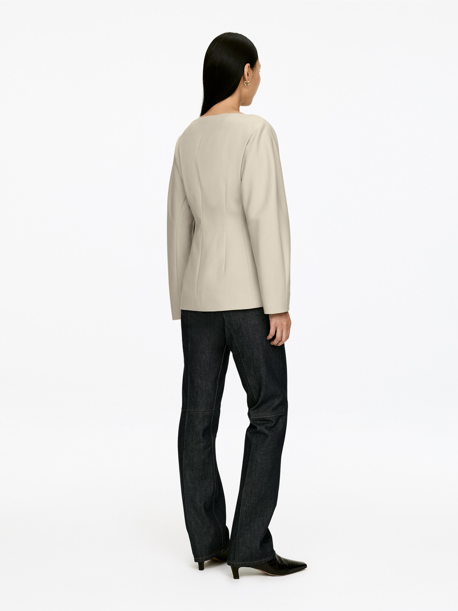 Blazer à col ouvert - Beige/Noir - 3