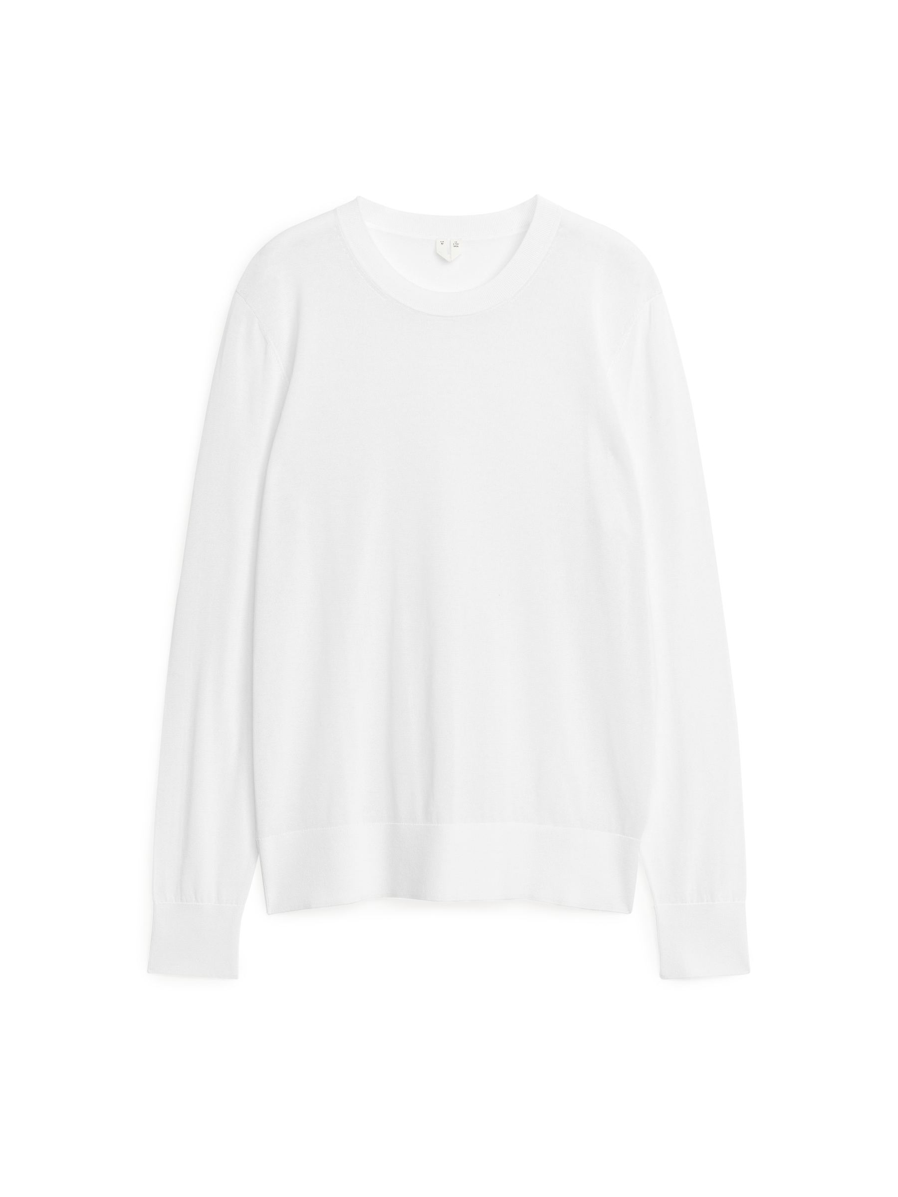 Pull en maille fine de coton mélangé-#FFFFFF-1962